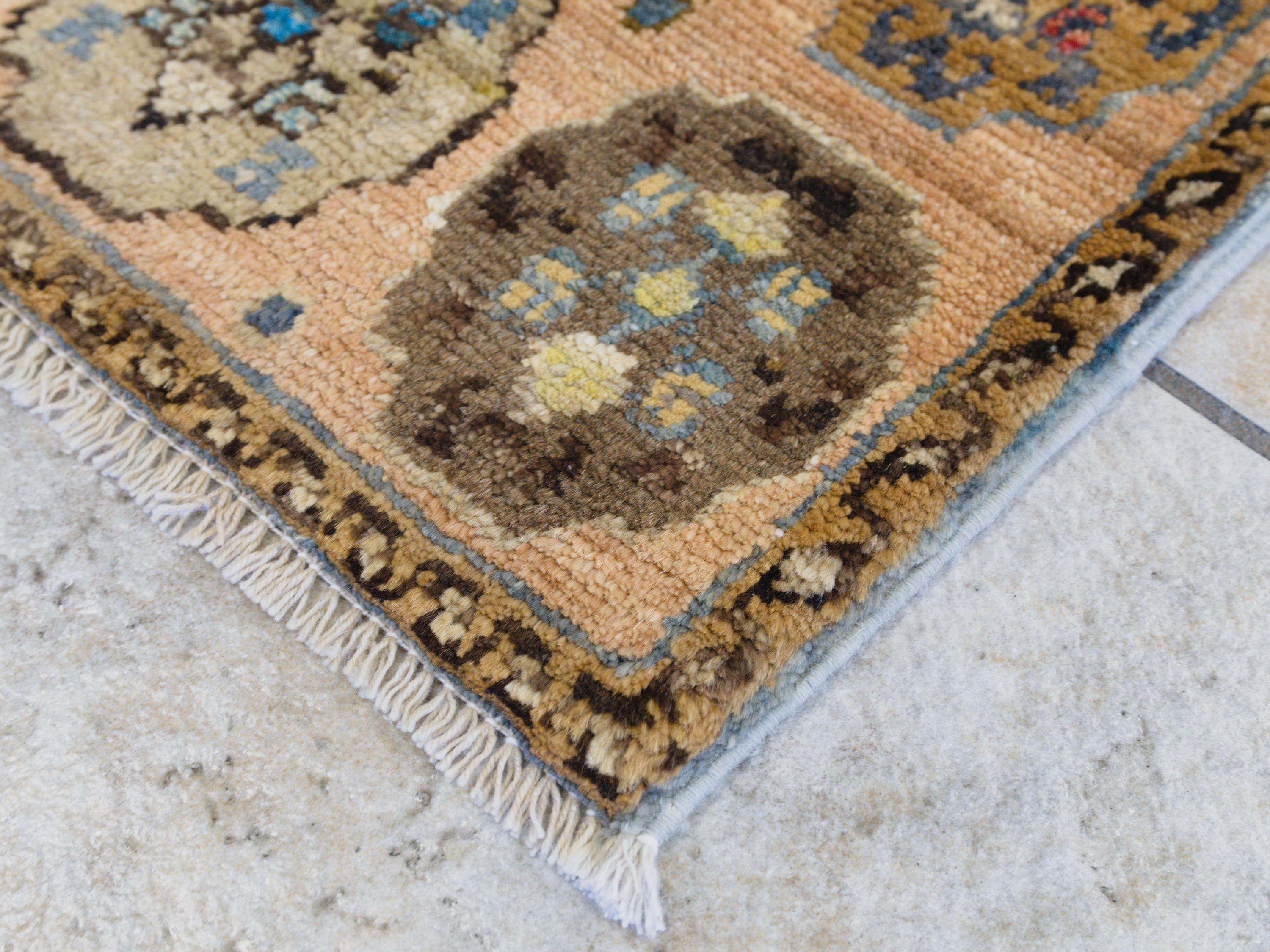 1x2 Ft Pale Beige Ersari Rug - Wool Accent Rug
