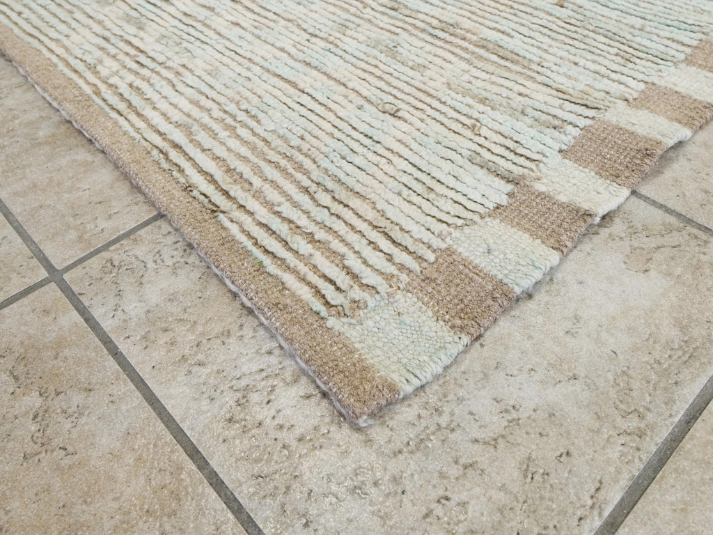 13 Ft Light Blue Moroccan Runner Rug - Hand Knotted Wool Rug