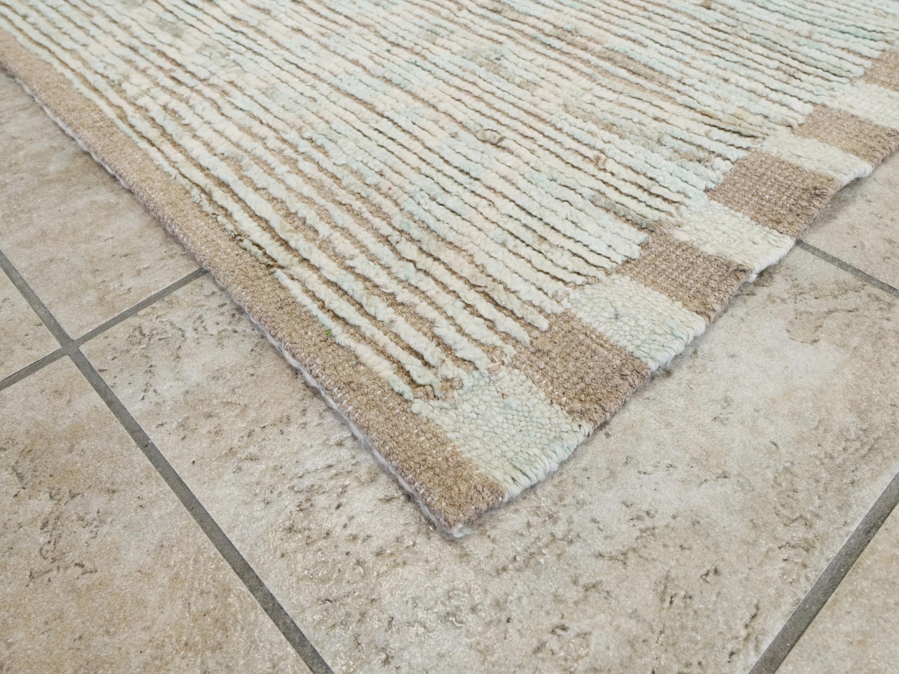 13 Ft Light Blue Moroccan Runner Rug - Hand Knotted Wool Rug