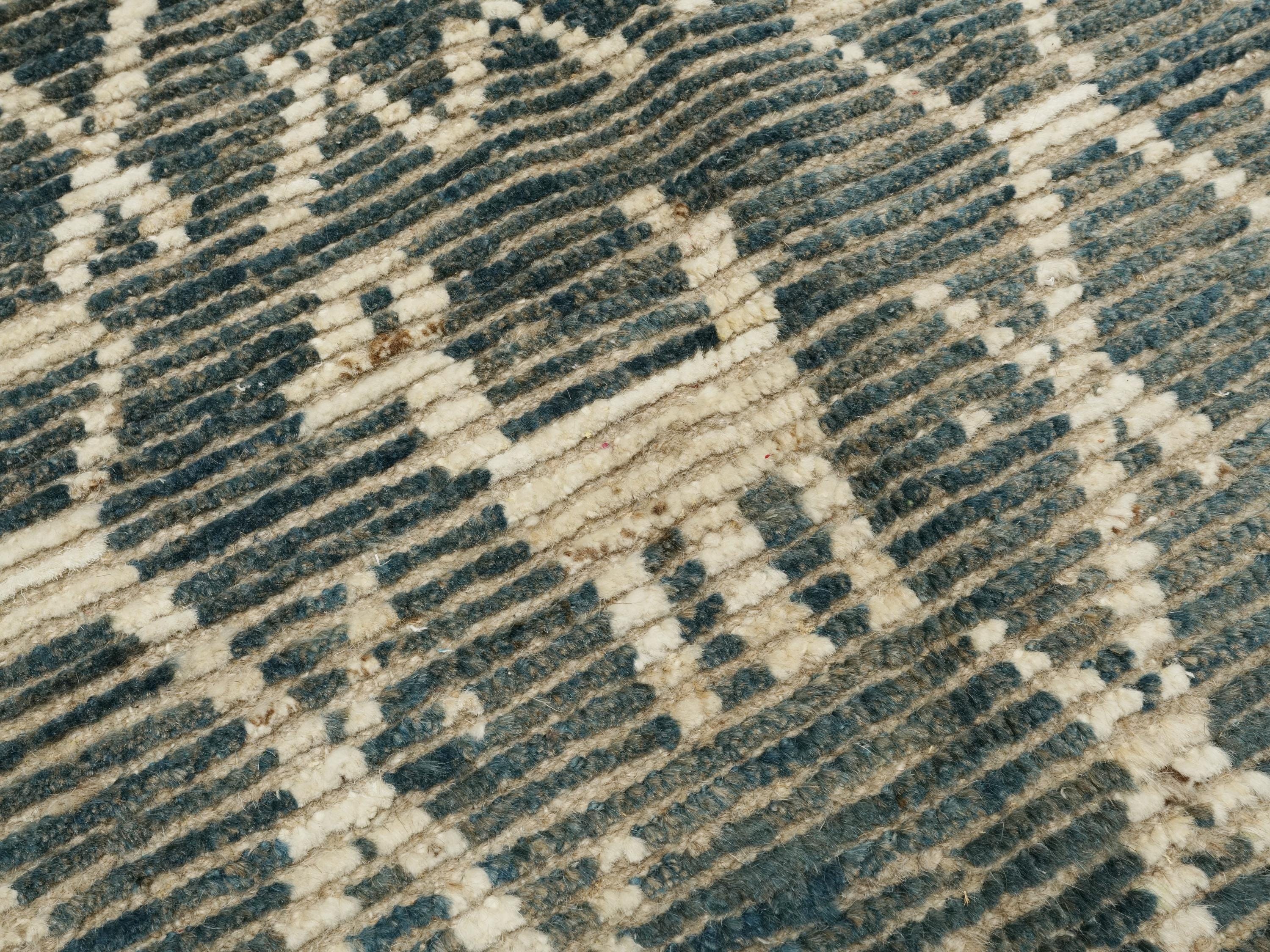 7x7 Ft Blue Moroccan Rug - Afghan Handmade Square Rug