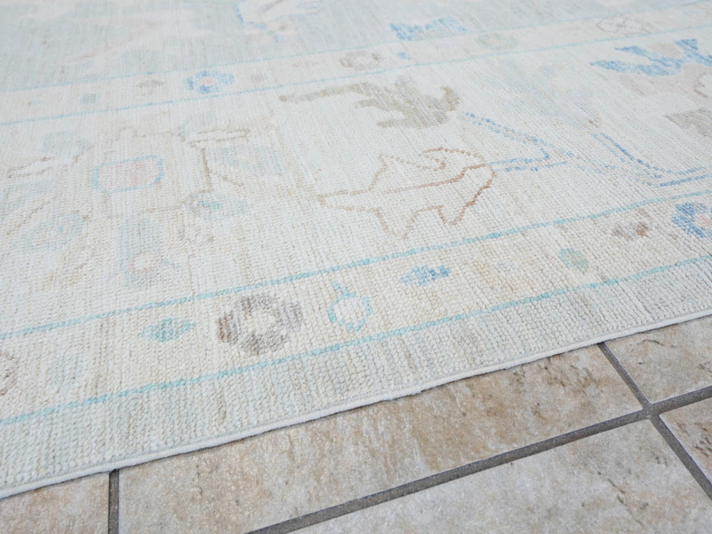 9x12 Ft Pastel Oushak Rug - Handmade Area Rug - Floral Design