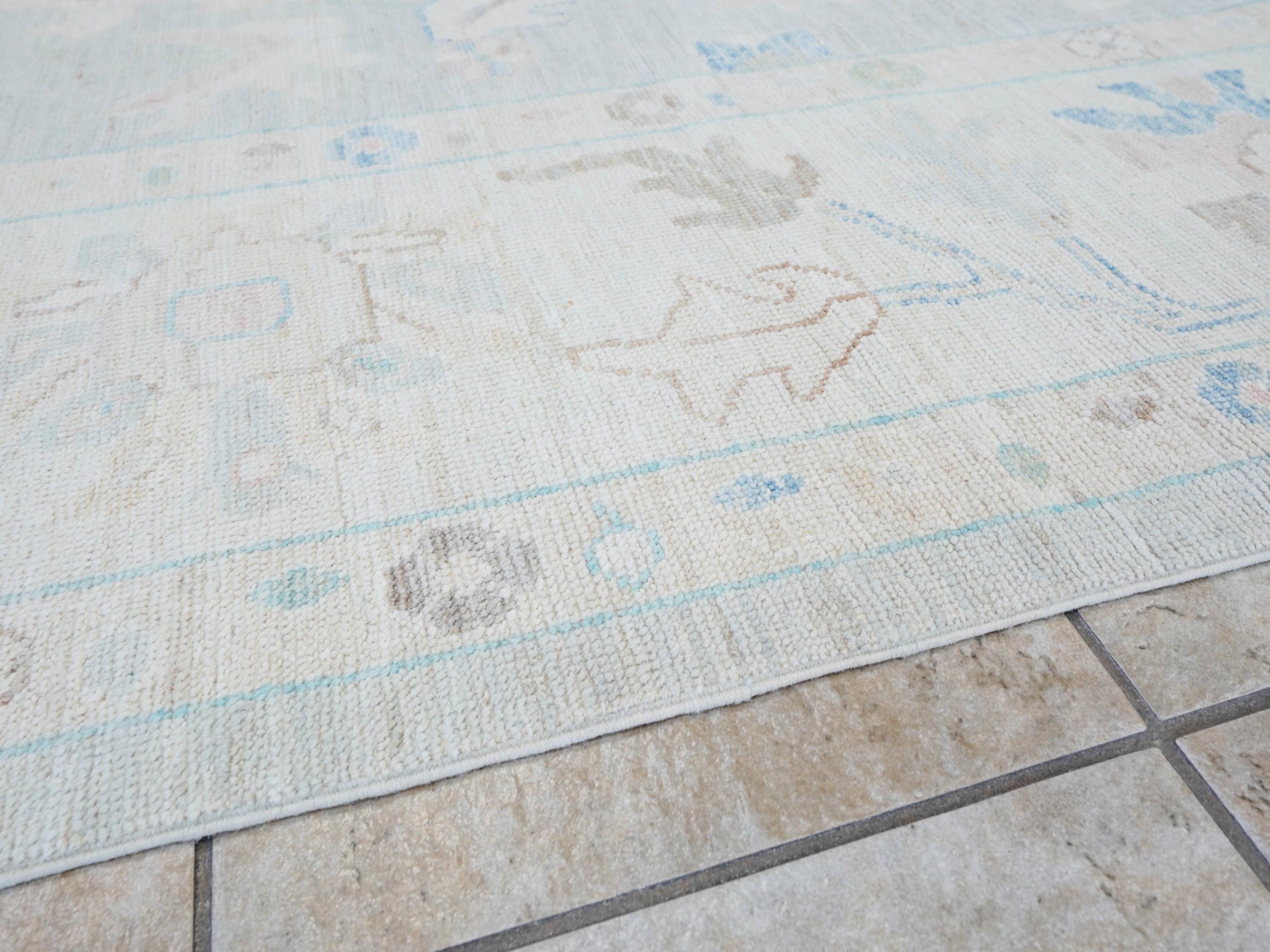 9x12 Ft Pastel Oushak Rug - Handmade Area Rug - Floral Design