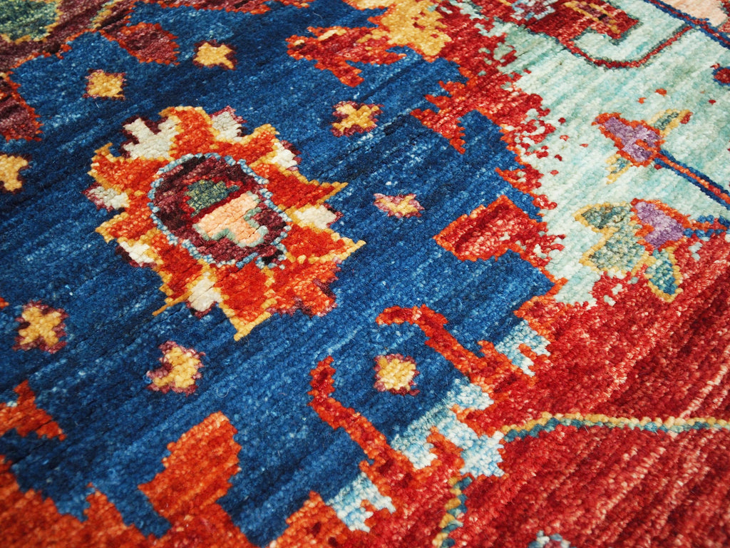 6x6 Ft Colorful Serapi Rug - Oriental Square Rug - Floral Design