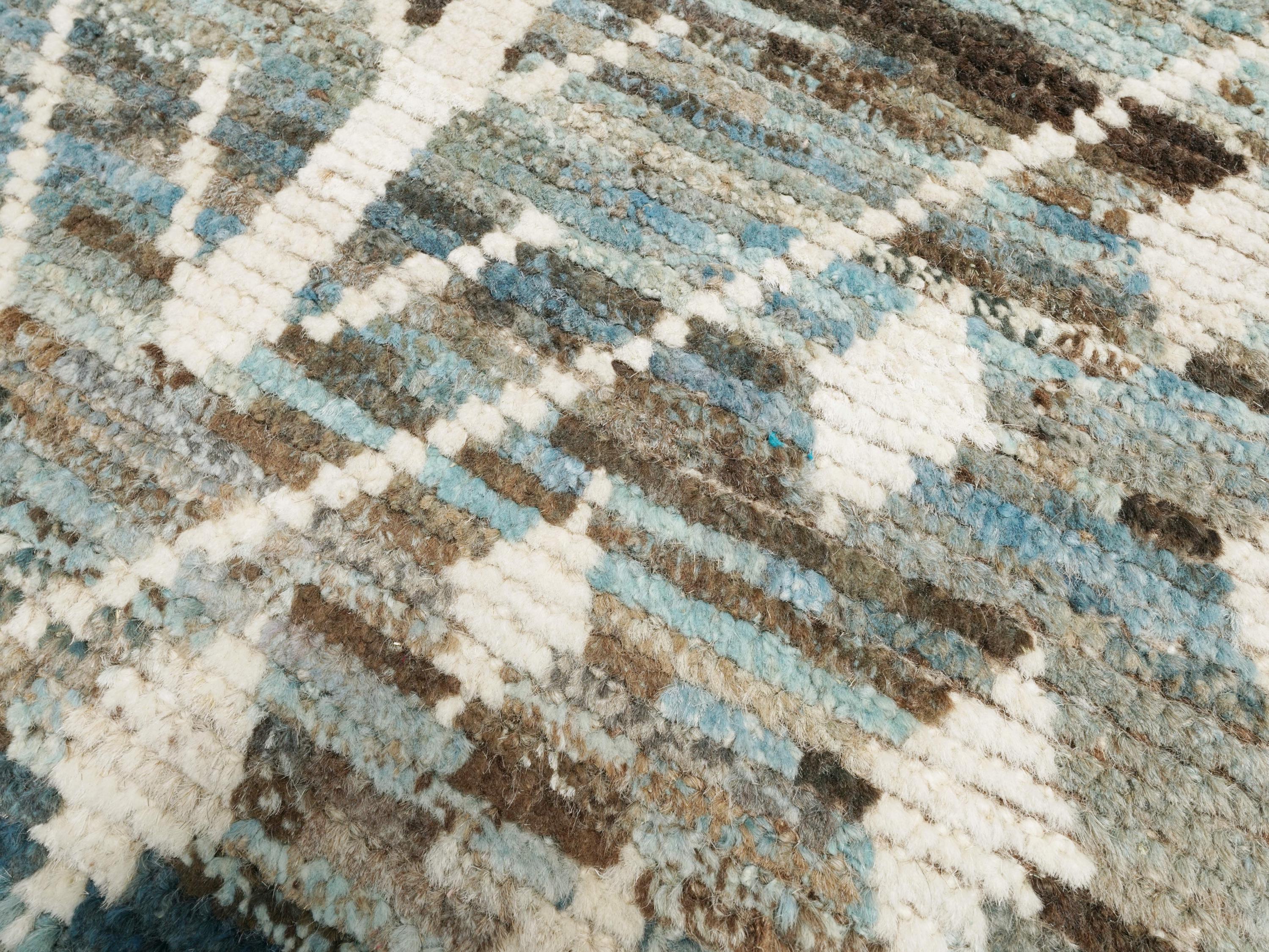 3x5 Ft Blue Moroccan Rug - Hand Knotted Afghan Rug