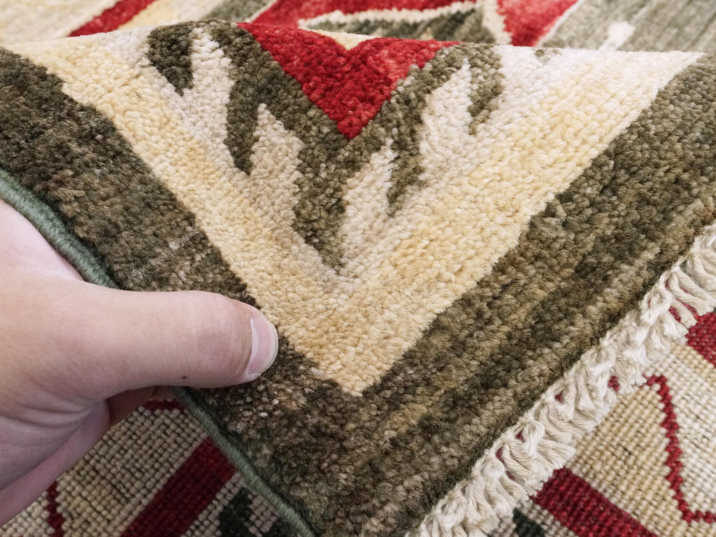 6x9 Ft Green & Red Heriz Rug - Oriental Area Rug - Persian Design