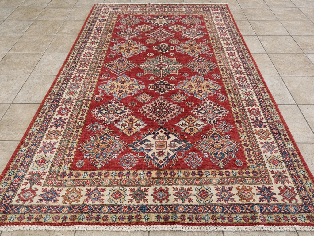 6x9 Ft Red Super Kazak Rug - Hand Knotted Wool Persian Rug