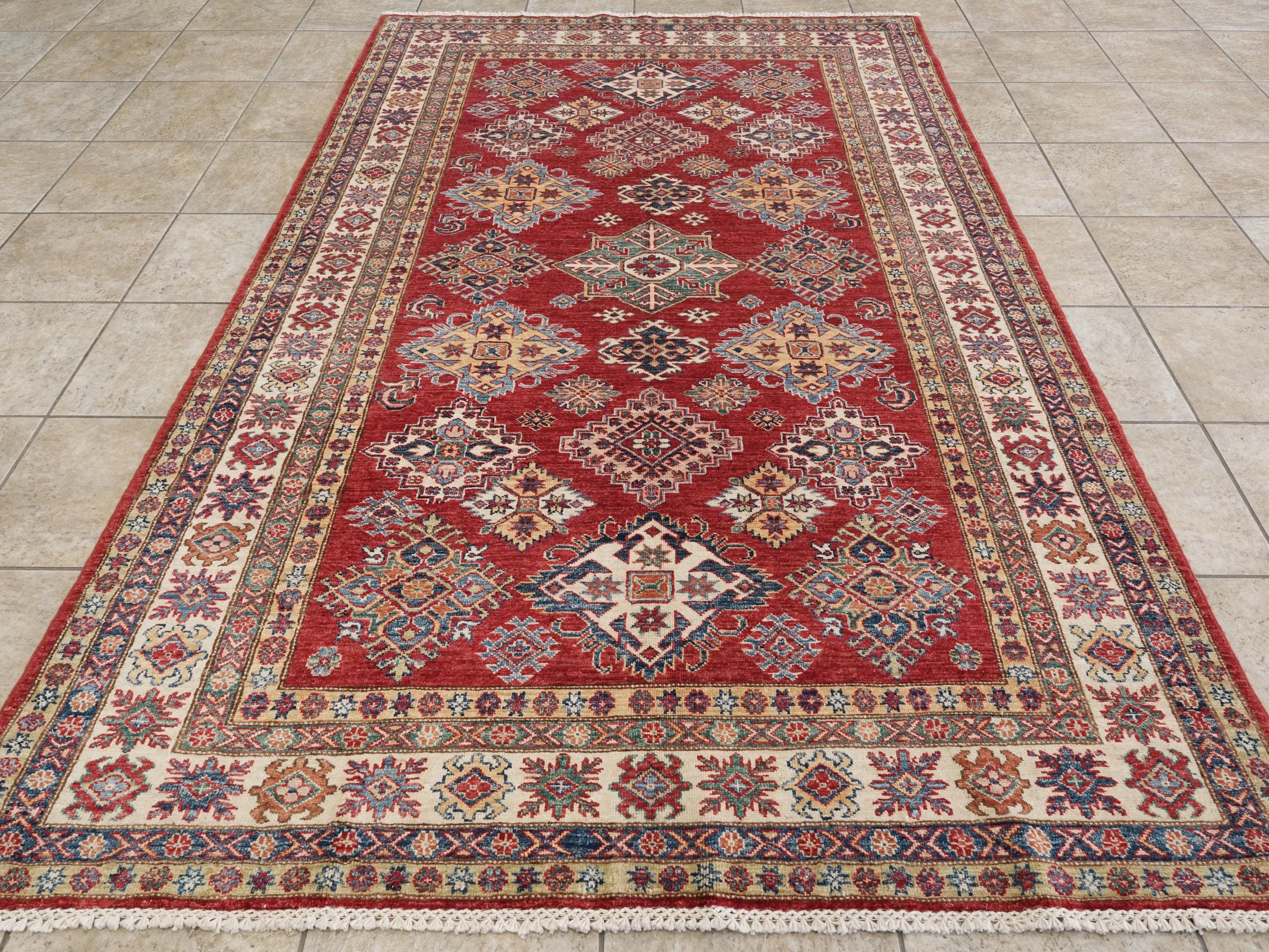 6x9 Ft Red Super Kazak Rug - Hand Knotted Wool Persian Rug
