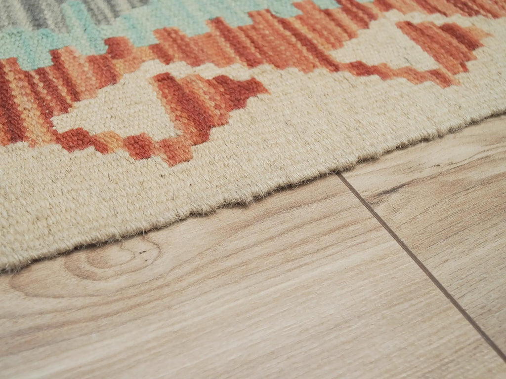 5x8 Ft Ghazni Wool Kilim Rug - Colorful Flat Weave Tribal Design