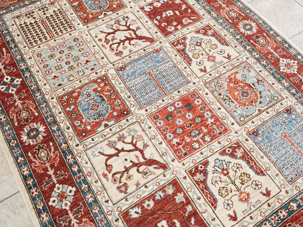 5x7 Ft Hand Knotted Red Heriz Rug - Wool Oriental Rug