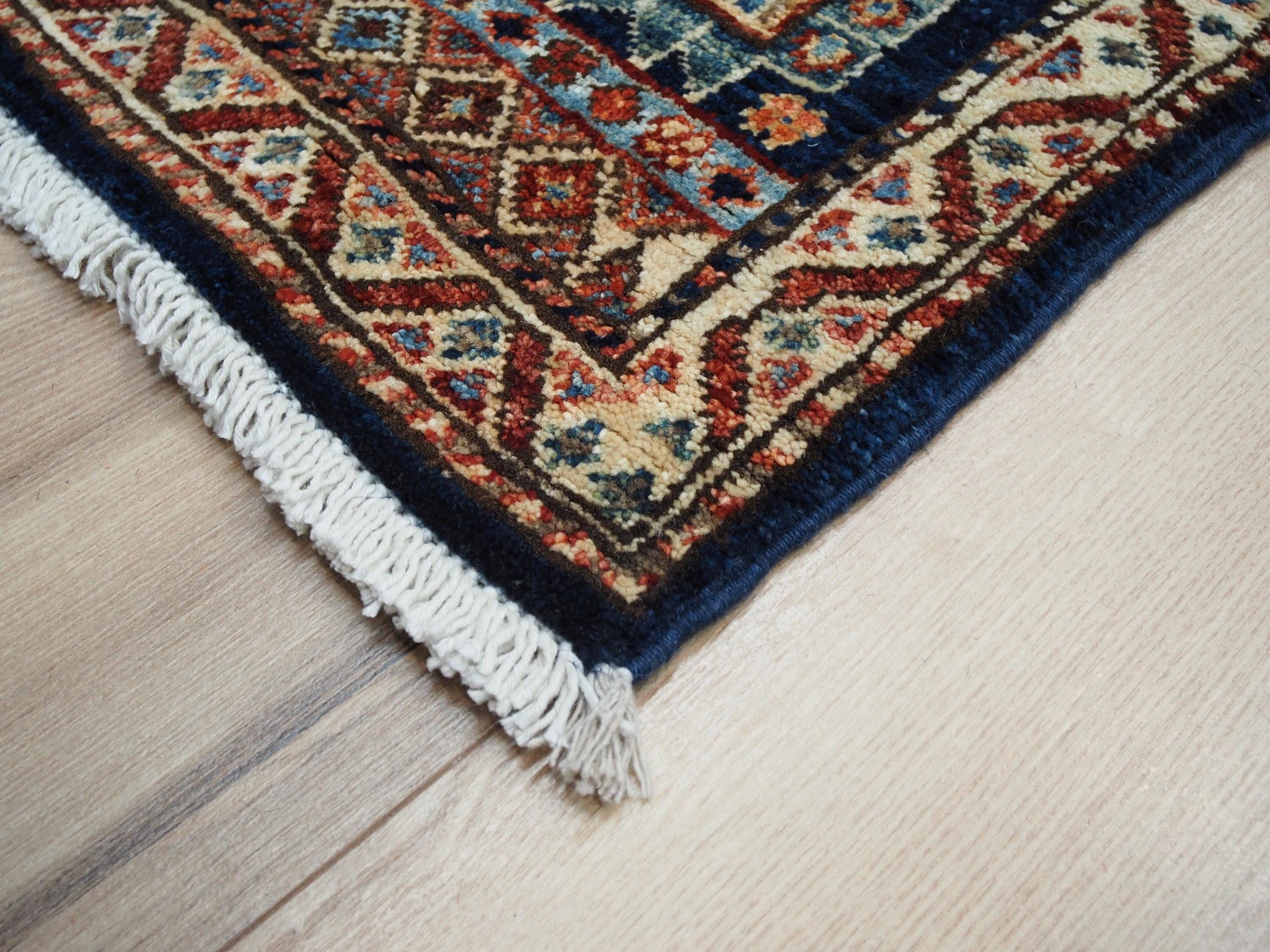 10 Ft Blue Heriz Runner Rug - Afghan Wool Hallway Rug