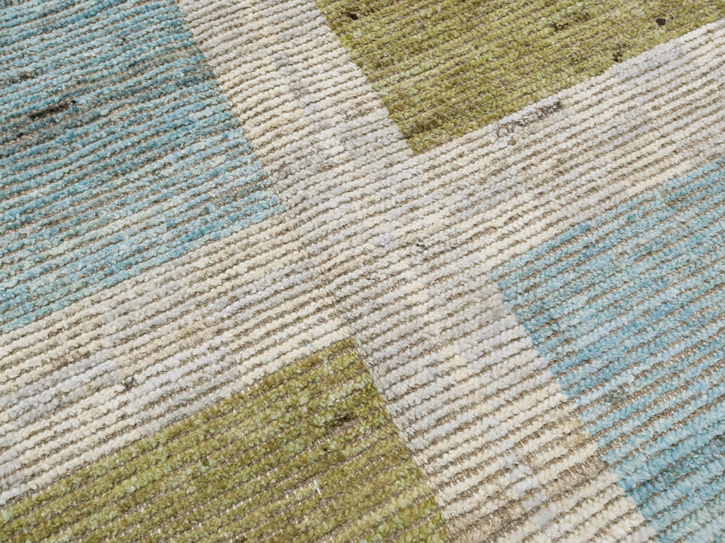 Hand Knotted Moroccan Wool Rug – 9x12 Blue Green Area Rug