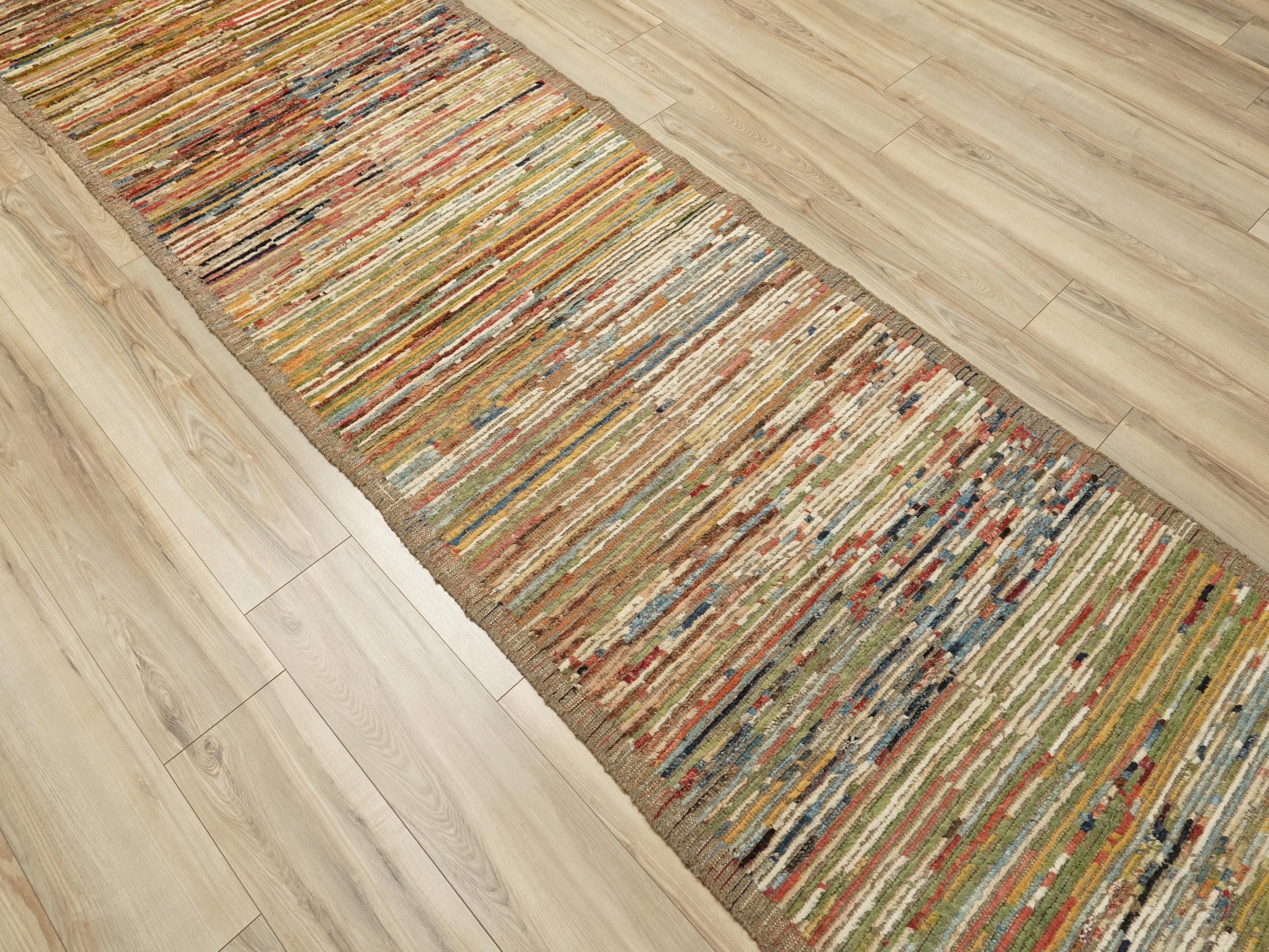 12 Ft Colorful Moroccan Wool Runner – Afghan Handmade Rug