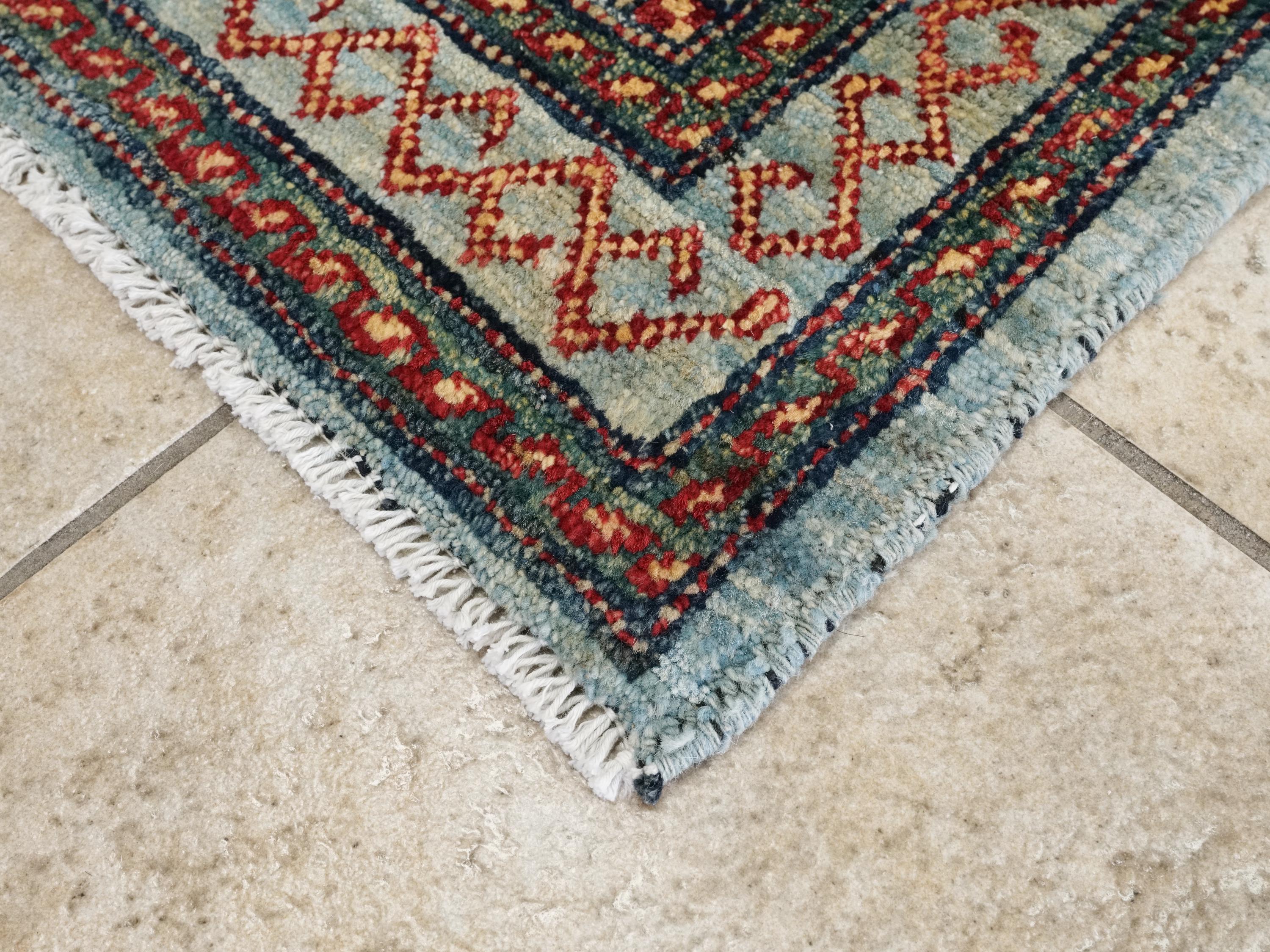 2x3 Ft Handmade Afghan Ersari Rug - Grey Wool Tribal Accent Rug