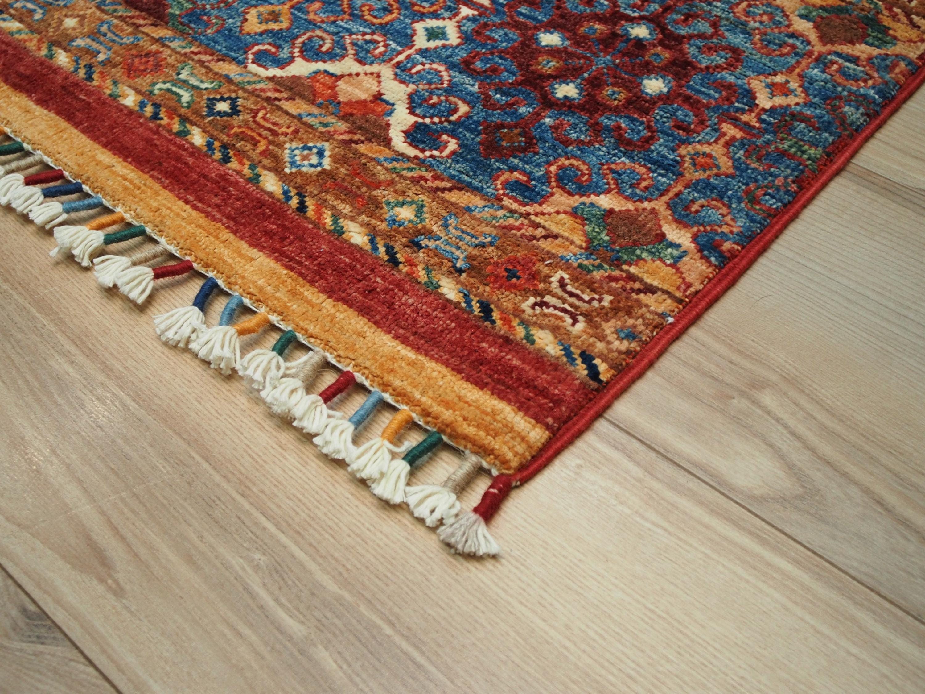 Hand Knotted Red Khorjan Rug 3x4 Ft Traditional Oriental Ghazni Wool Rug