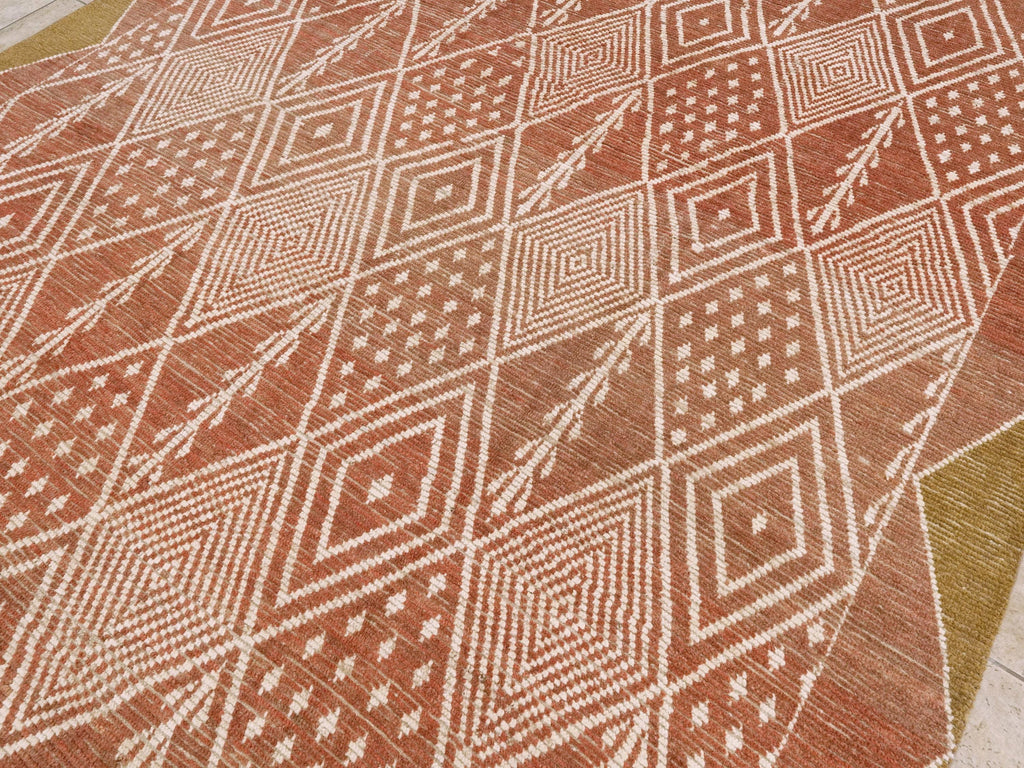 9x12 Ft Hand Knotted Red Moroccan Rug - Wool Area Rug