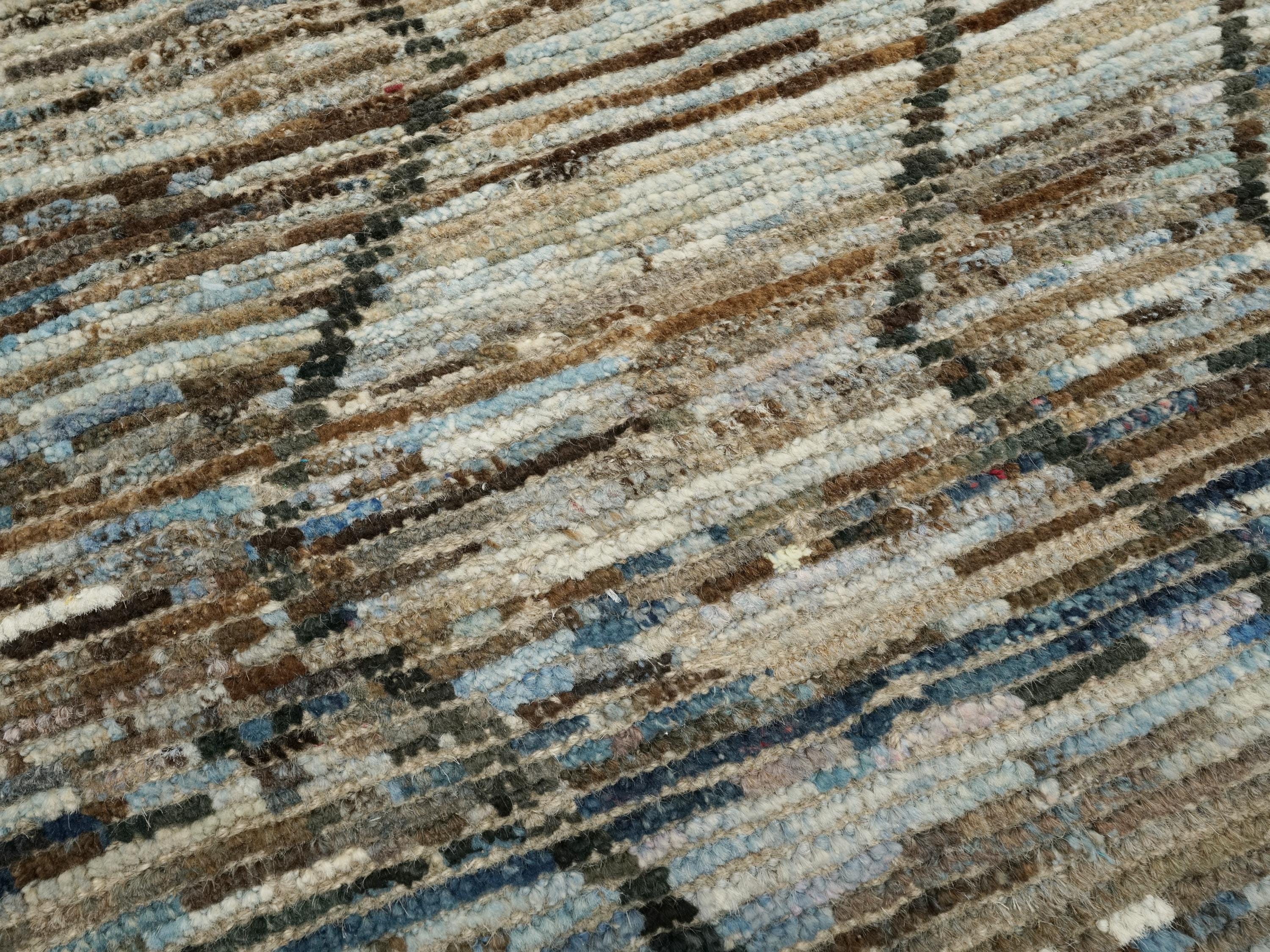 10 Ft Blue Moroccan Runner Rug - Afghan Handmade Wool Hallway Rug