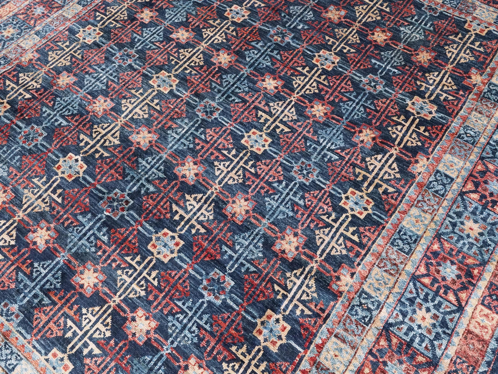 8x10 Ft Blue Heriz Rug - Hand Knotted Oriental Area Rug