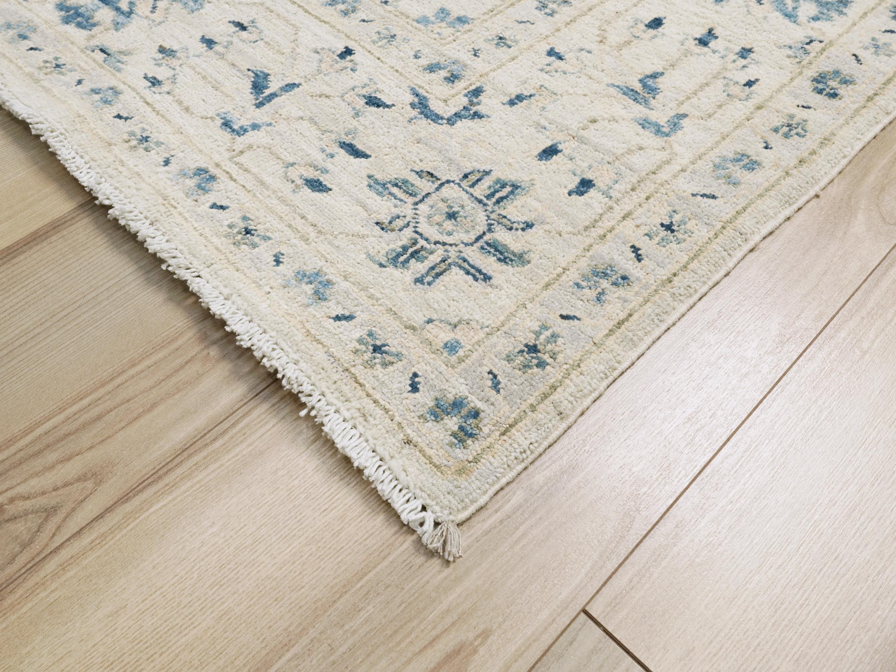 6x9 Ft White Serapi Rug - Afghan Handmade Floral Rug