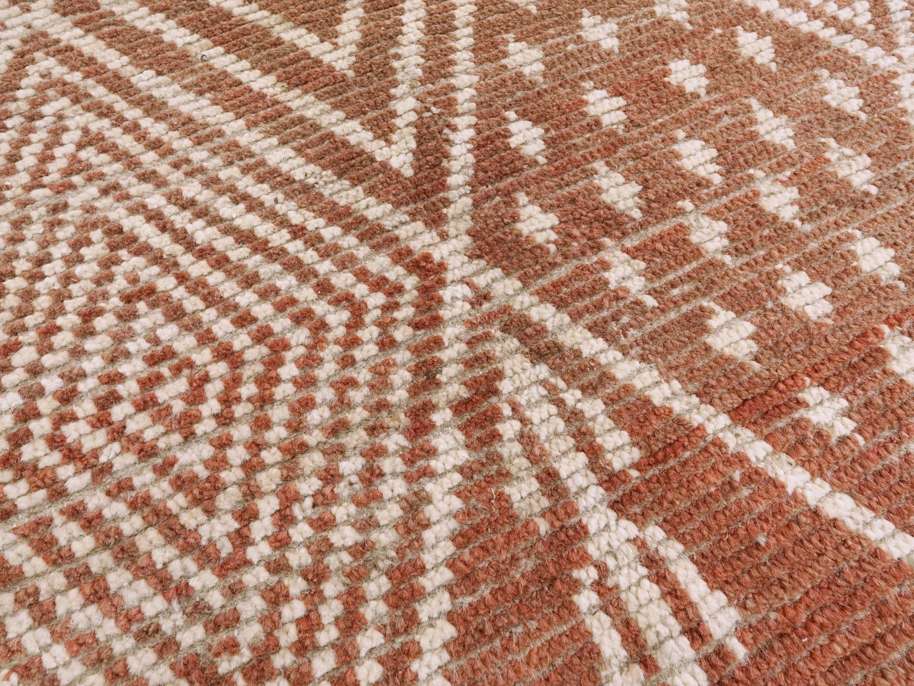 9x12 Ft Hand Knotted Red Moroccan Rug - Wool Area Rug