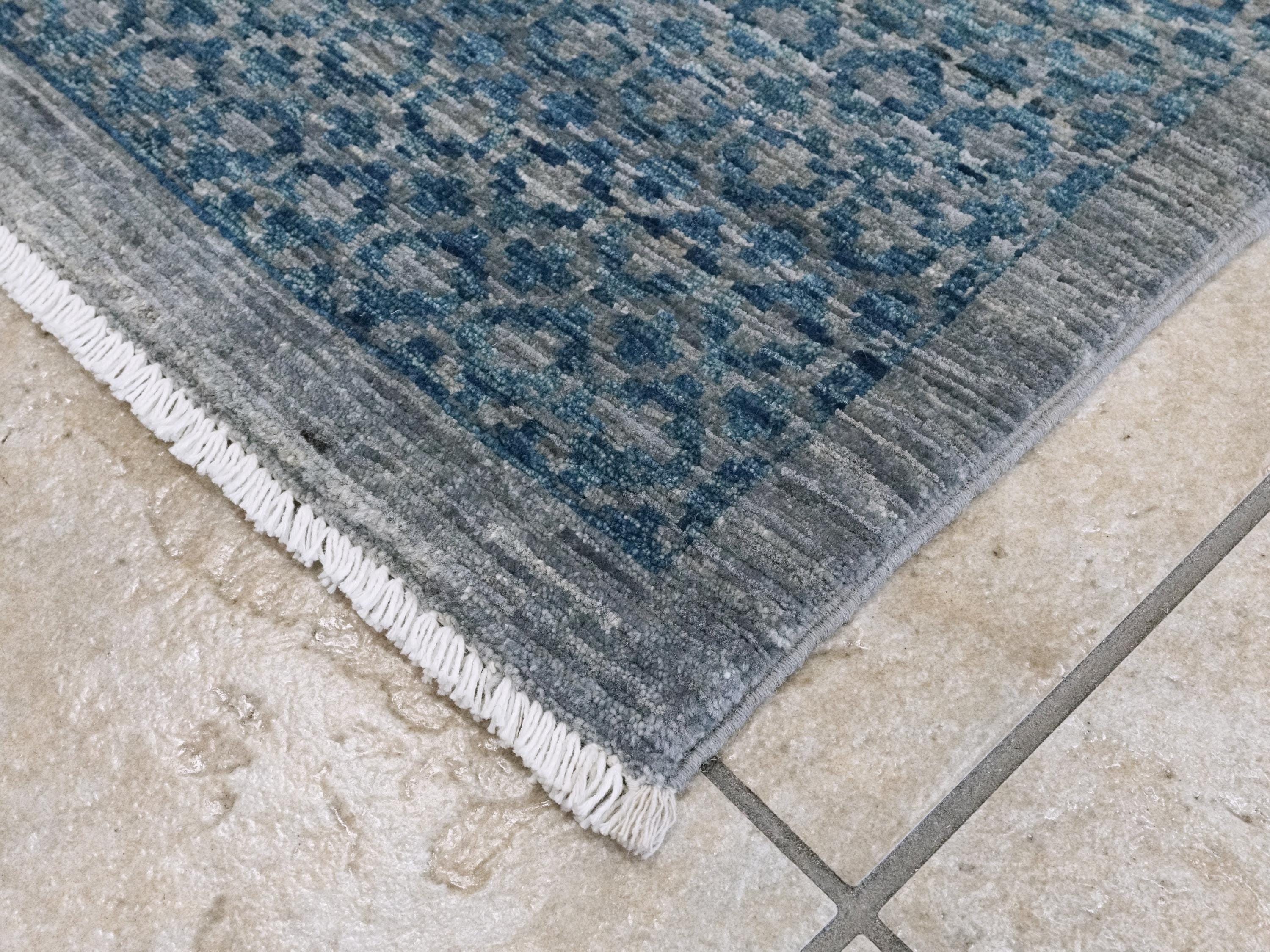 6x9 Ft Blue Gabbeh Rug - Afghan Wool Area Rug