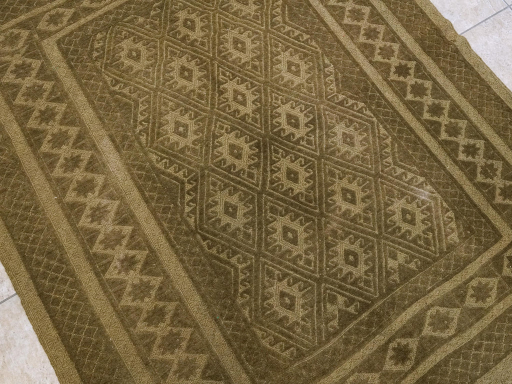 5x6 FT Vintage Green Tribal Kilim Rug - Hand Knotted Wool Area Rug