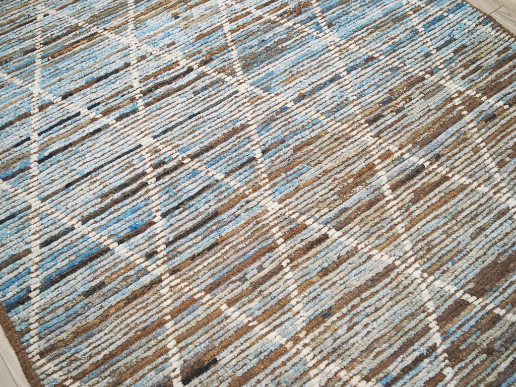4x6 Ft Blue Moroccan Rug - Hand Knotted Wool Area Rug