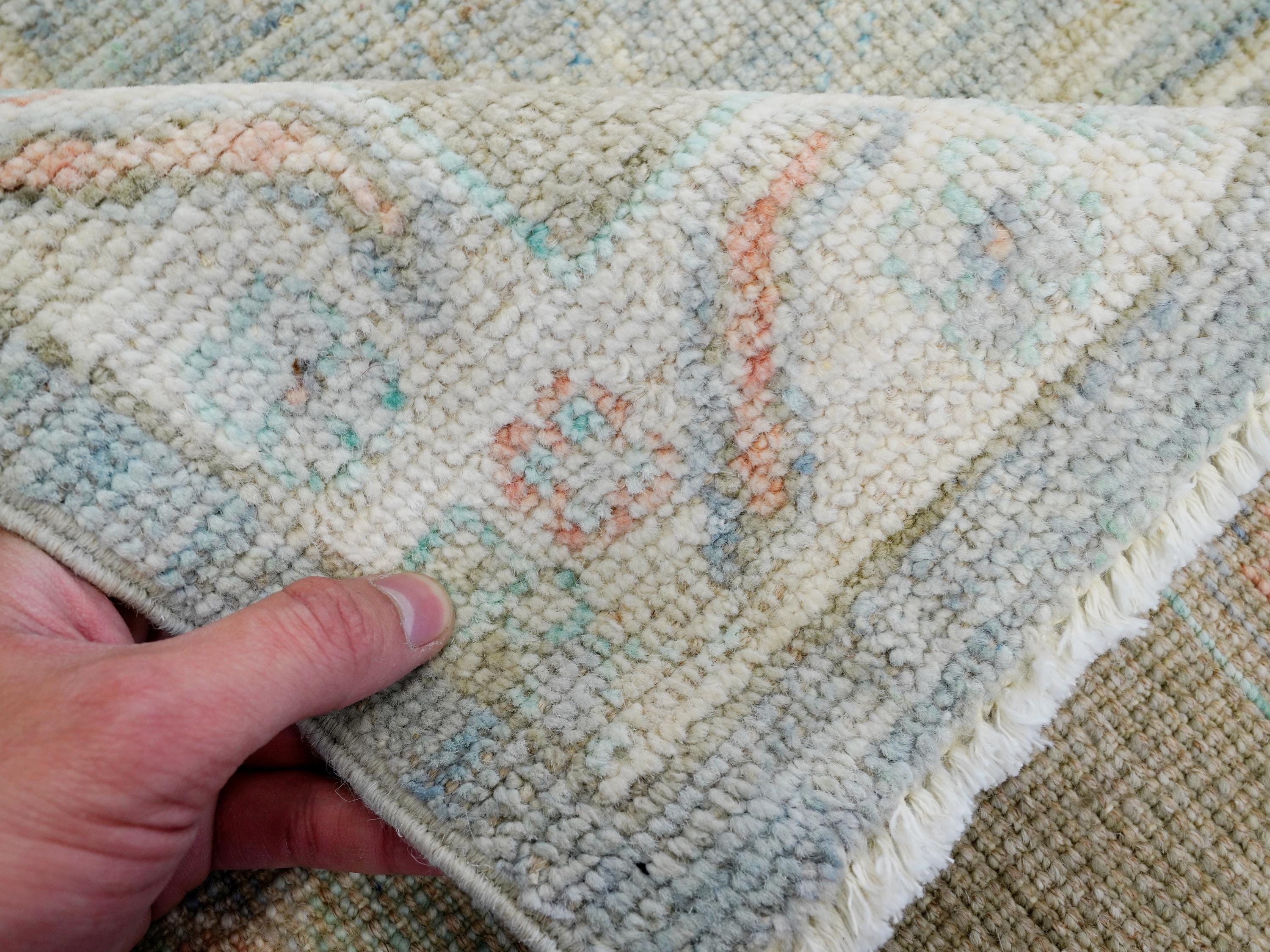 8x10 Ft Light Blue Oushak Rug - Hand Knotted Oriental Rug - Floral Design