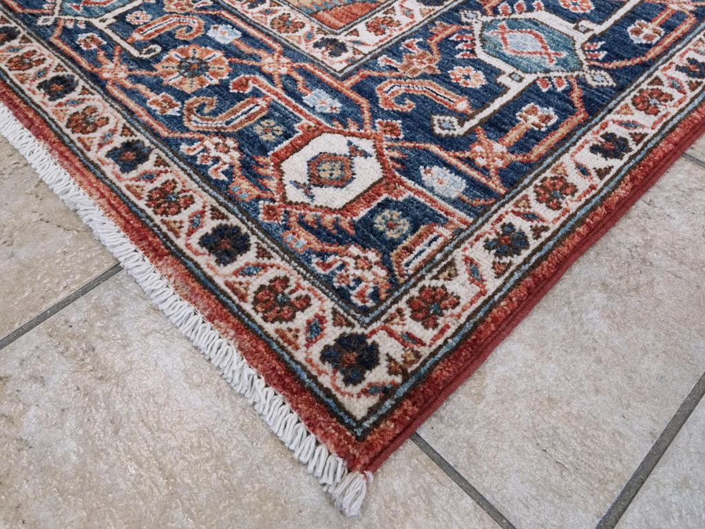 6x9 Ft Red & Blue Serapi Rug - Oriental Area Rug - Persian Design