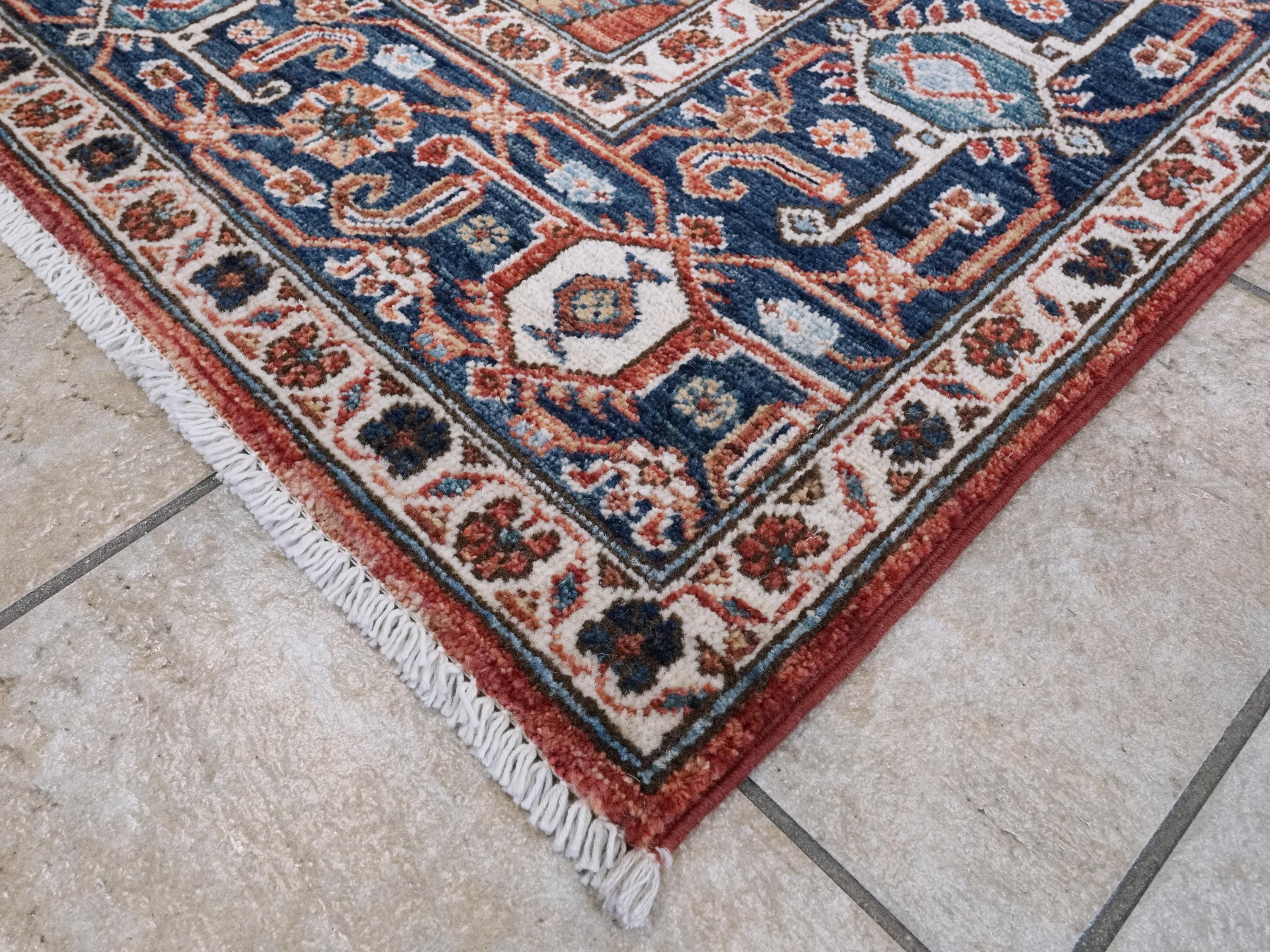 6x9 Ft Red & Blue Serapi Rug - Oriental Area Rug - Persian Design