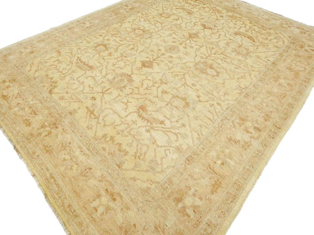 9x12 Ft Beige Ushak Rug - Hand Knotted Afghan Oriental Rug