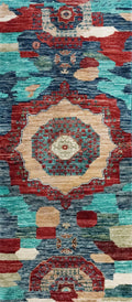 2x5 Ft Blue Mamluk Rug - Hand Knotted Wool Hallway Runner