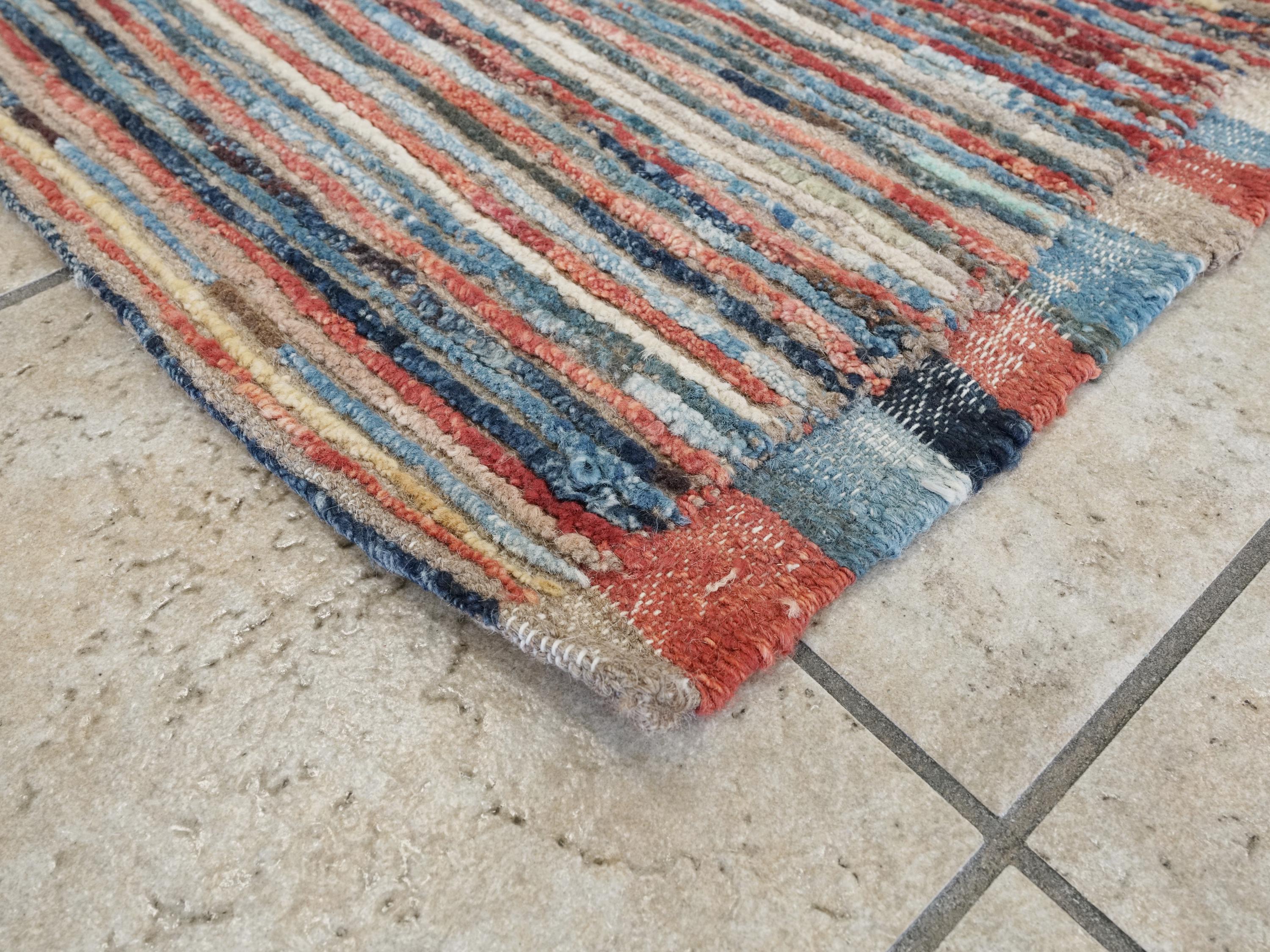 8 Ft Moroccan Runner Rug - Colorful Handmade wool Rug