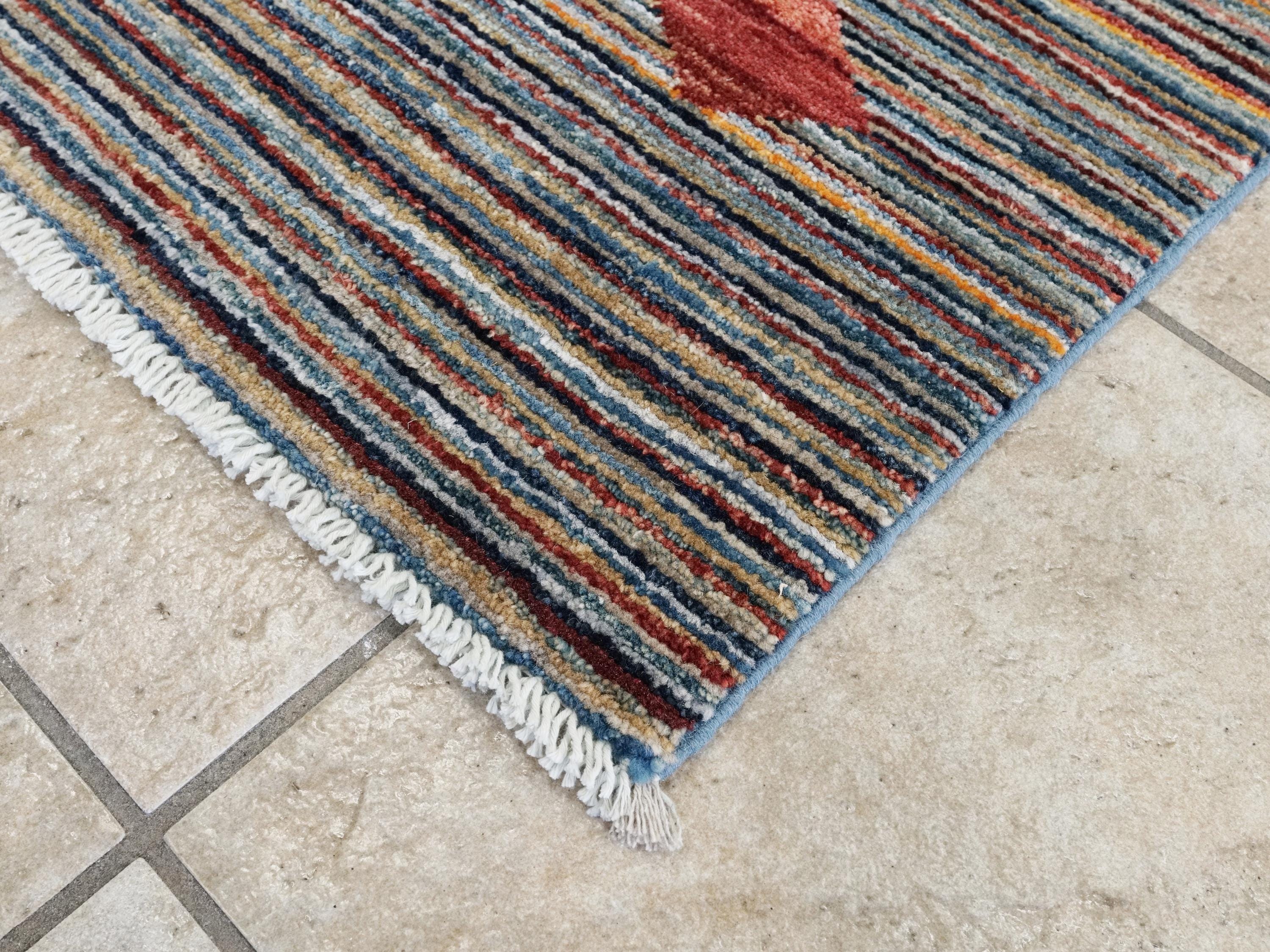 7x10 Multicolor Gabbeh Rug - Afghan Wool Tribal Rug