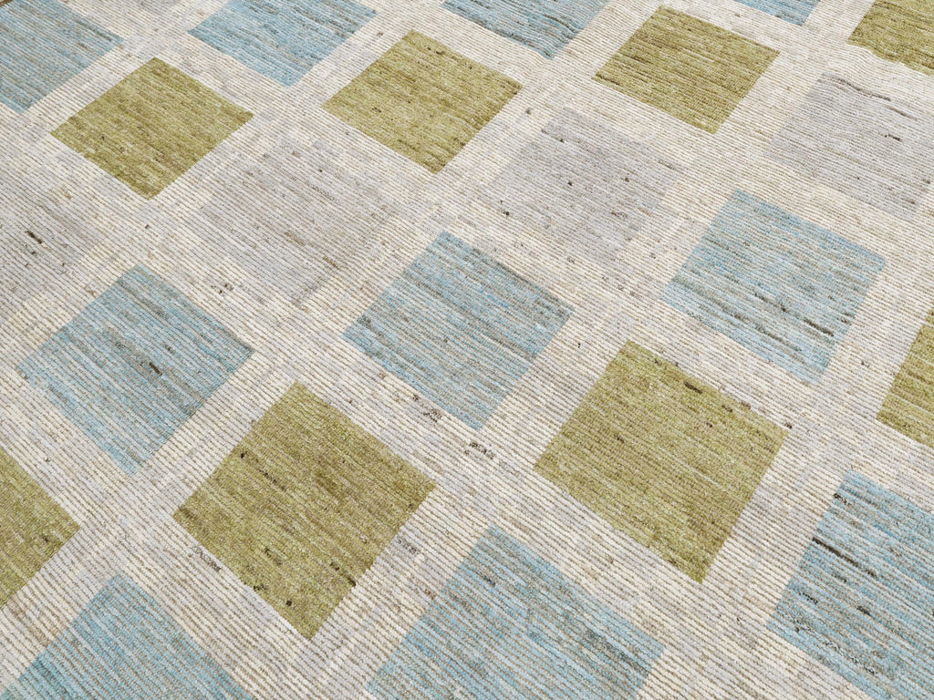 Hand Knotted Moroccan Wool Rug – 9x12 Blue Green Area Rug