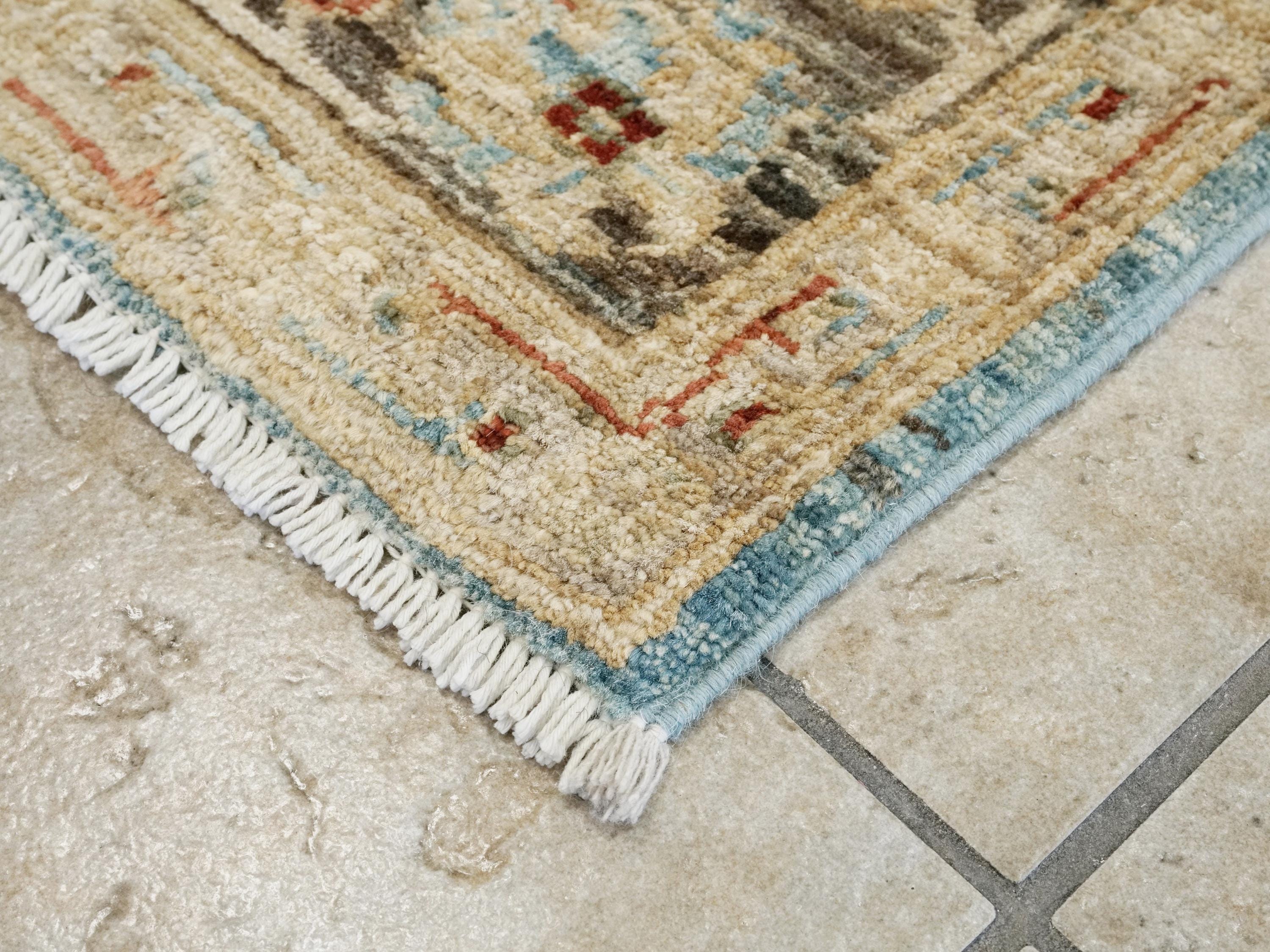 5x7 Ft Blue Floral Persian Rug - Hand Knotted Oriental Rug