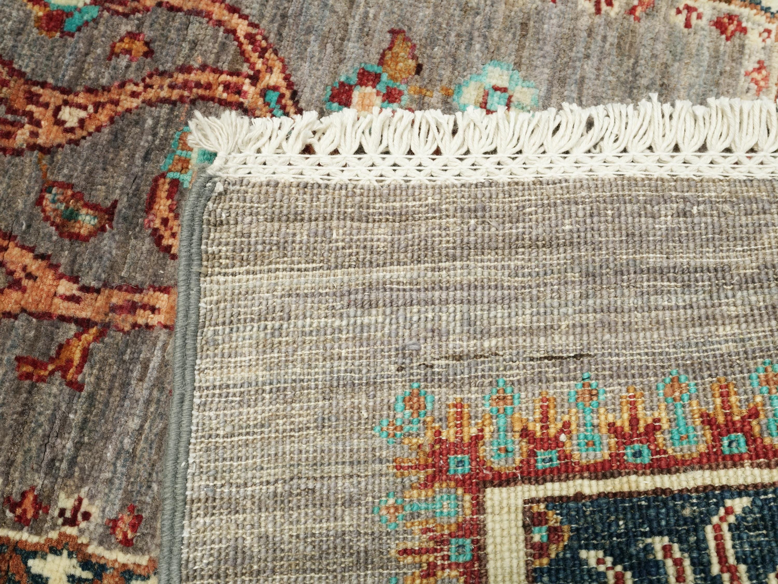 3x5 Ft Gray Gabbeh Rug - Afghan Wool Oriental Rug