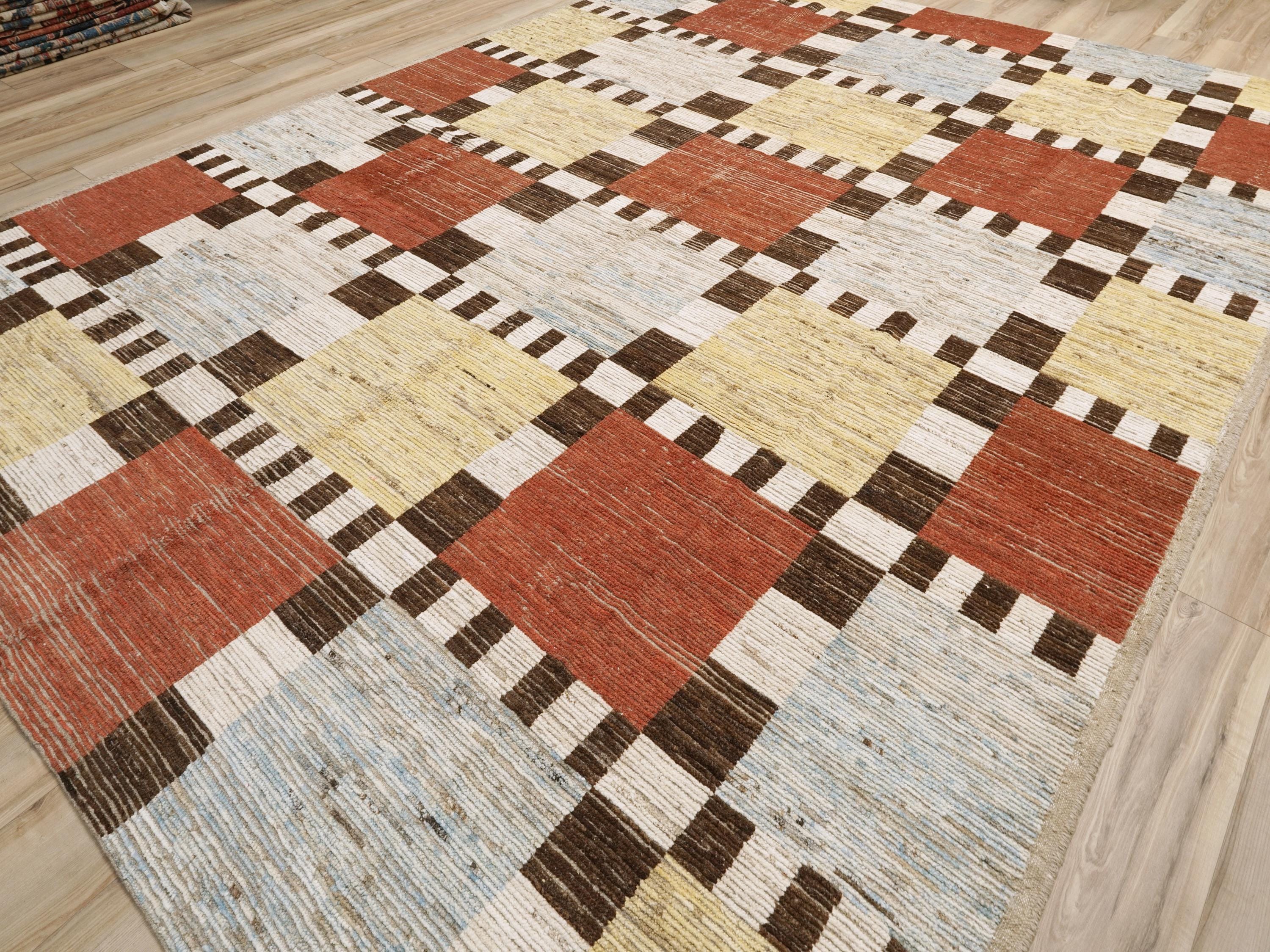 10x14 Ft Red & Yellow Moroccan Rug - Contemporary Area Rug