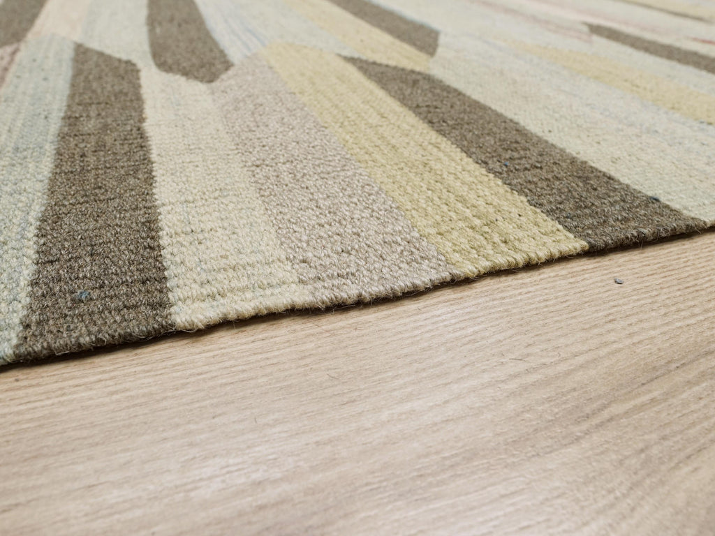 8x10 Ft Green Kilim Rug - Flat Weave Area Rug