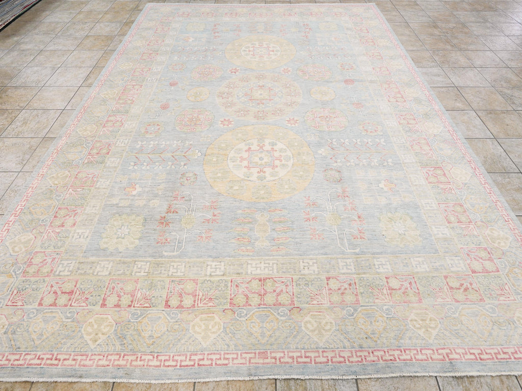 10x14 Ft Colorful Muted Ushak Rug - Hand Knotted Afghan Rug - Ottoman Design