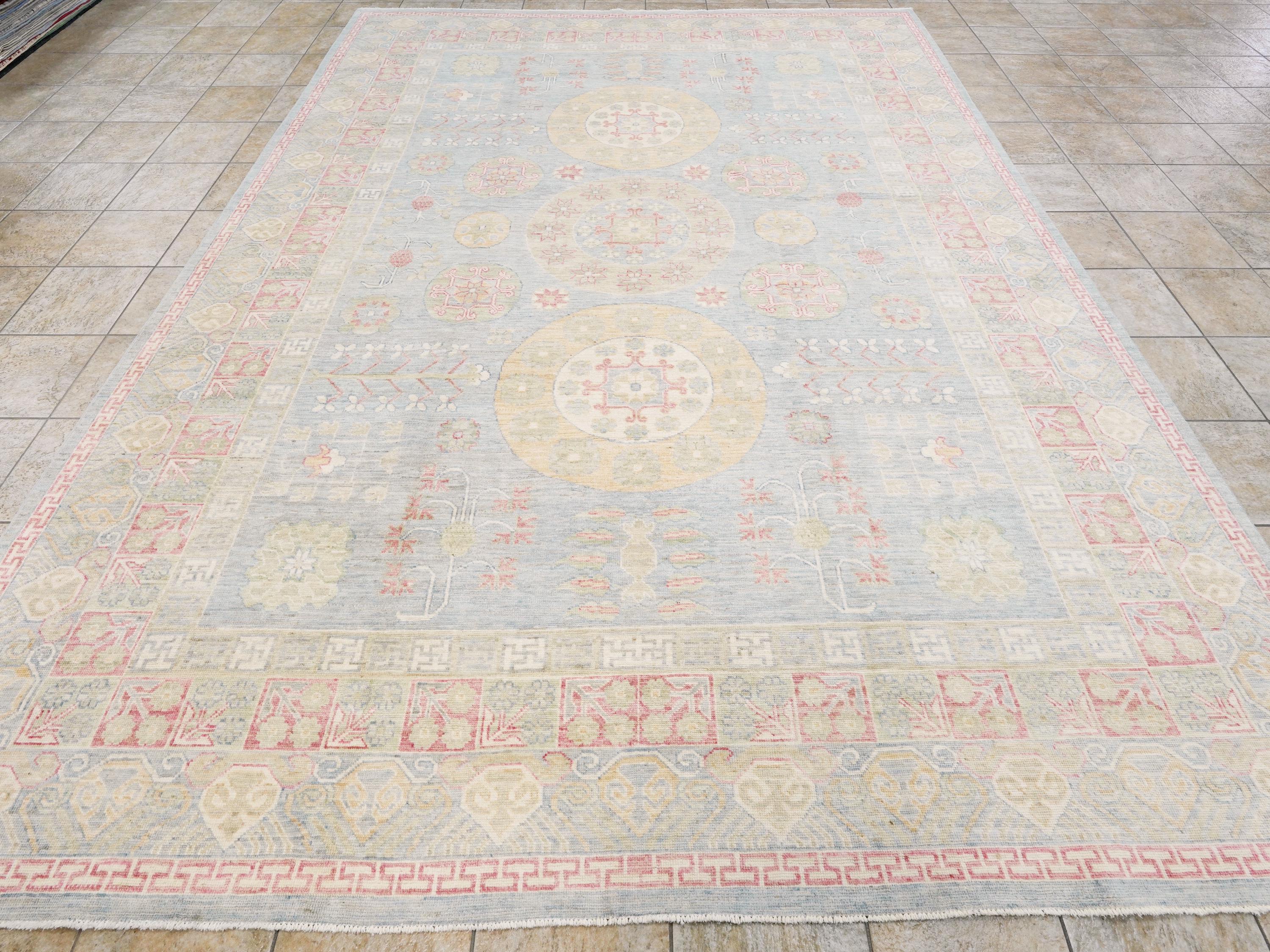 10x14 Ft Colorful Muted Ushak Rug - Hand Knotted Afghan Rug - Ottoman Design