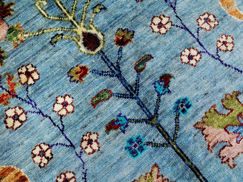 8x10 Ft Blue Sultani Rug - Hand Knotted Oriental Rug - Afghan Design