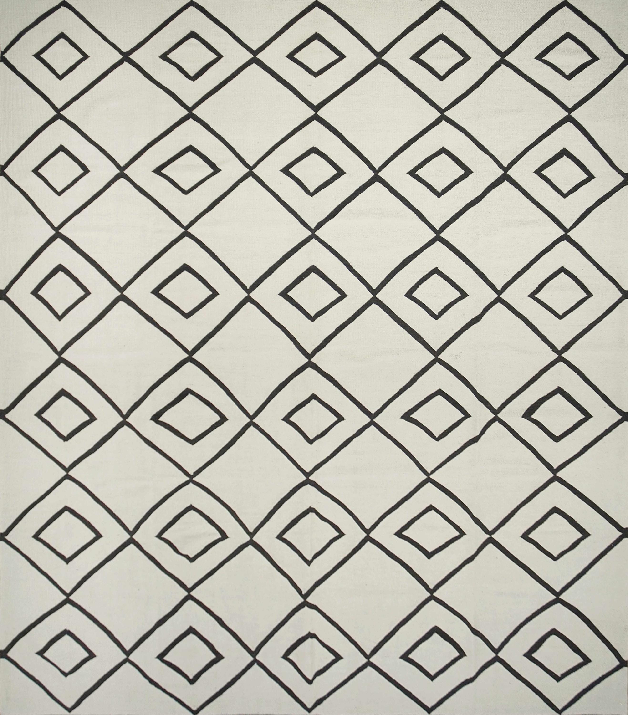 10x14 Ft White Kilim Rug – Hand Knotted Wool Flatweave Rug