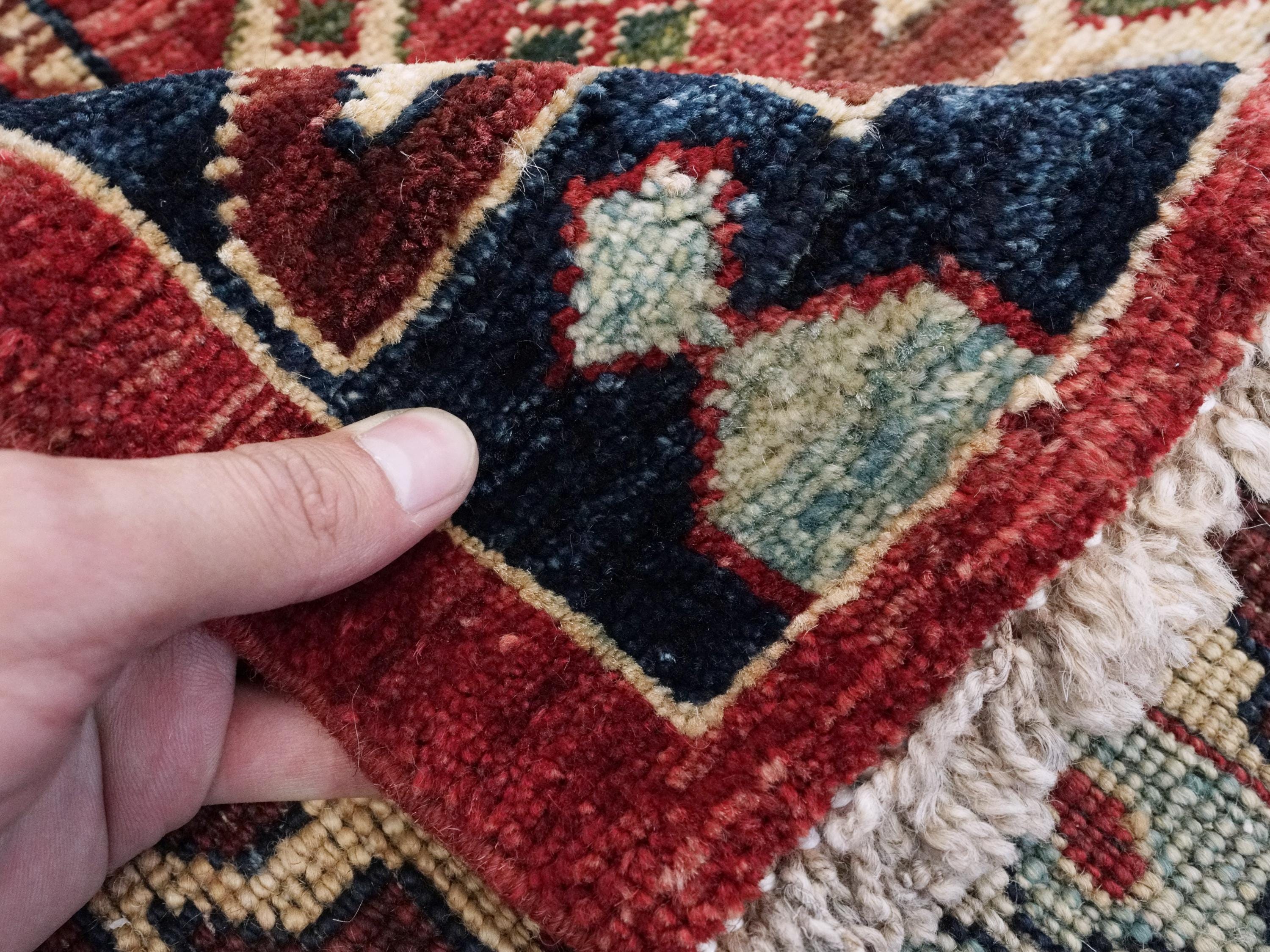 5x8 Ft Red & Blue Sarkisla Rug - Hand Knotted Wool Area Rug - Persian Design