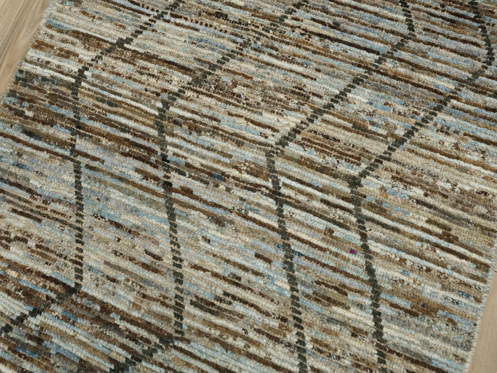 10 Ft Blue Moroccan Runner Rug - Afghan Handmade Wool Hallway Rug