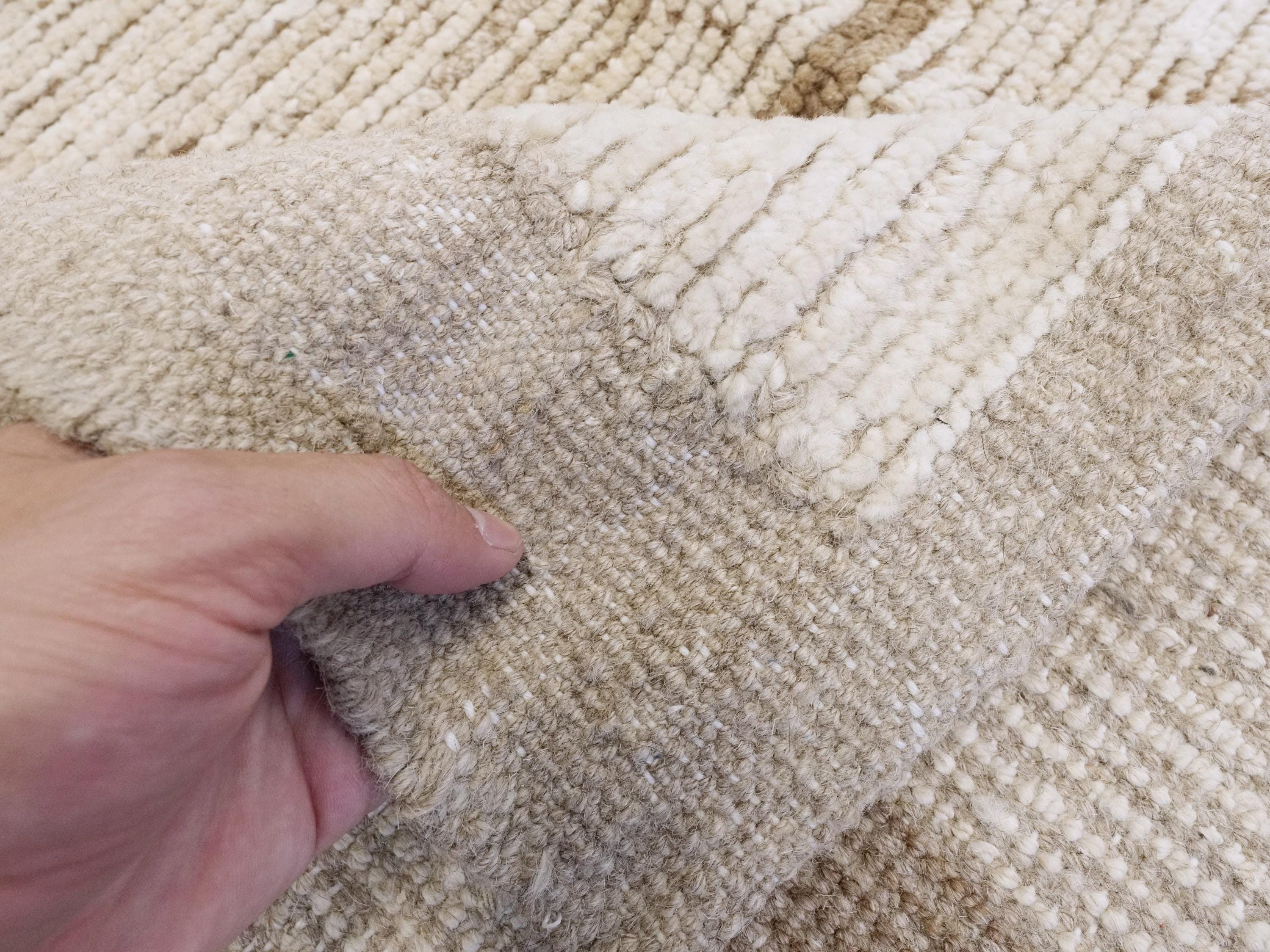 10x14 Ft Beige & Brown Moroccan Rug - Afghan Handmade Wool Rug - Contemporary Design
