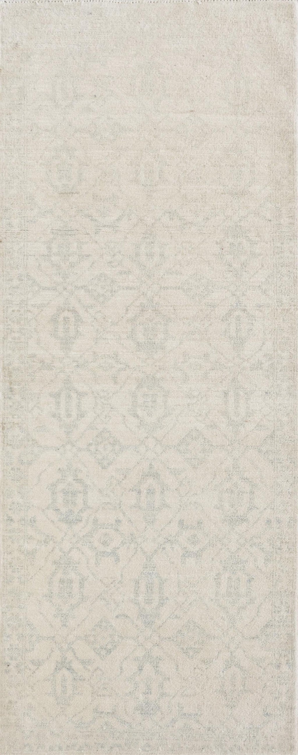 2x6 Ft Hand Knotted Heriz Rug - Beige Afghan Wool Runner