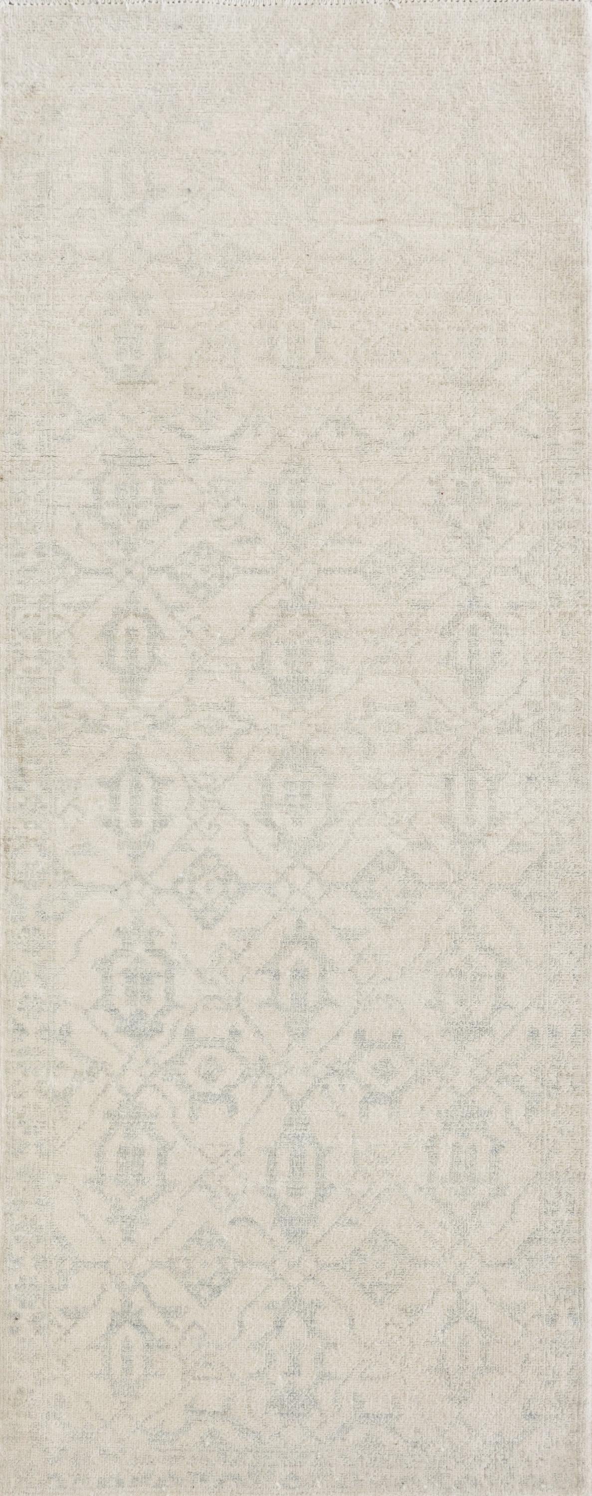 2x6 Ft Hand Knotted Heriz Rug - Beige Afghan Wool Runner