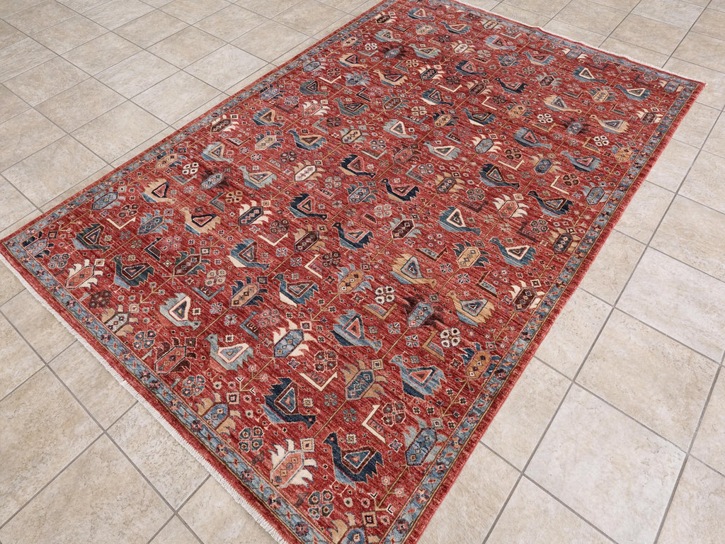 6x9 Ft Hand-Knotted Red Bidjar Rug - Oriental Rug