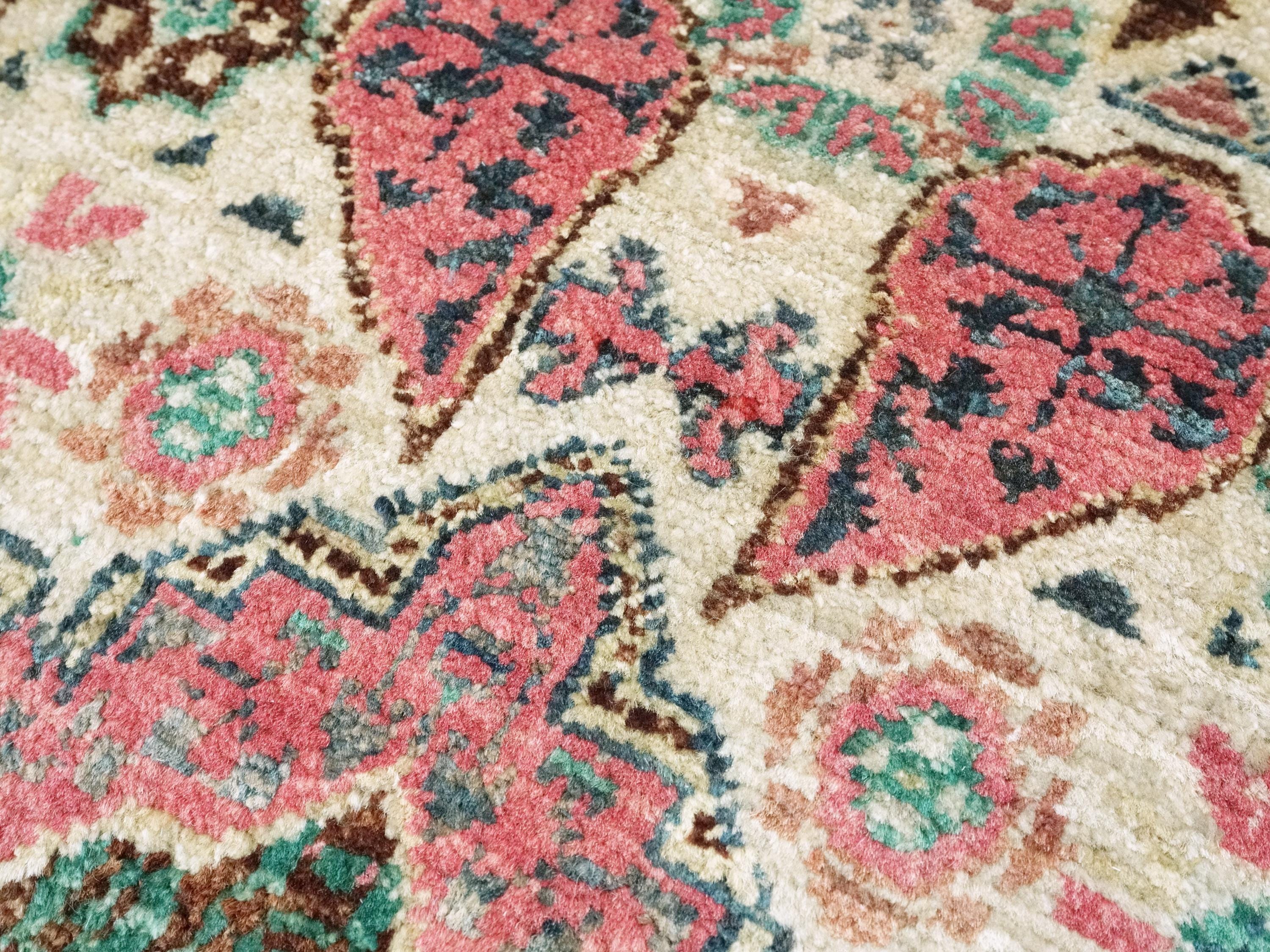 2x3 Ft Pink & Beige Mamluk Rug - Oriental Accent Rug