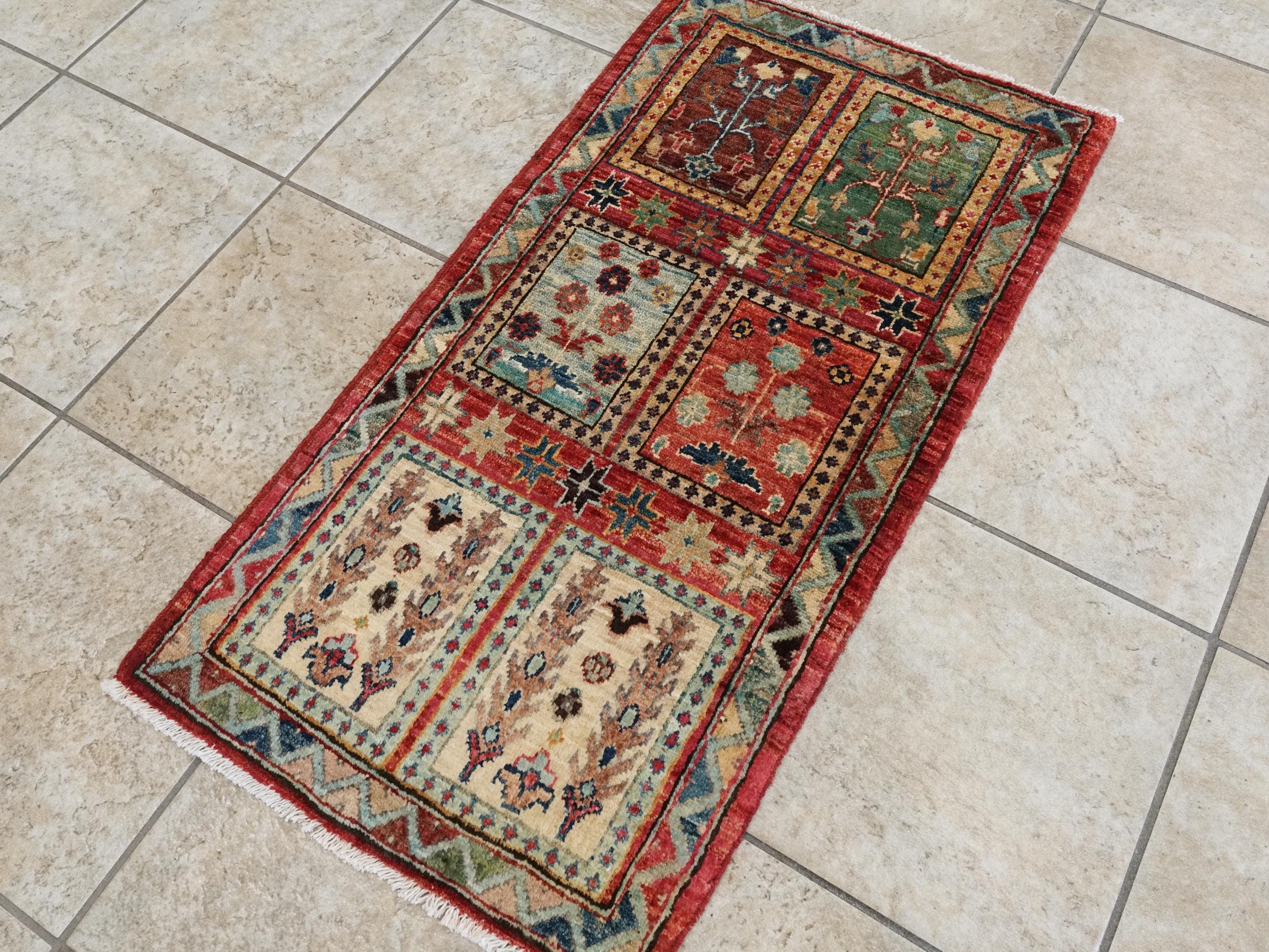 2x3 Ft Hand Knotted Red Heriz Rug - Afghan Wool Doormat